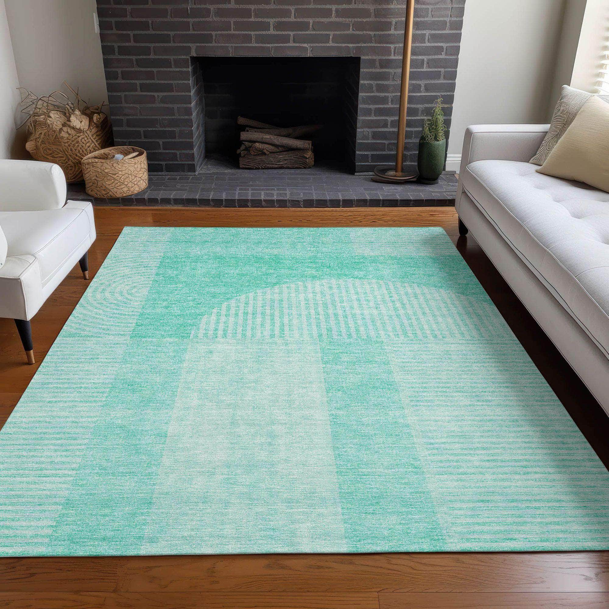 Machine Made ACN711 Teal  Rugs #color_teal 
