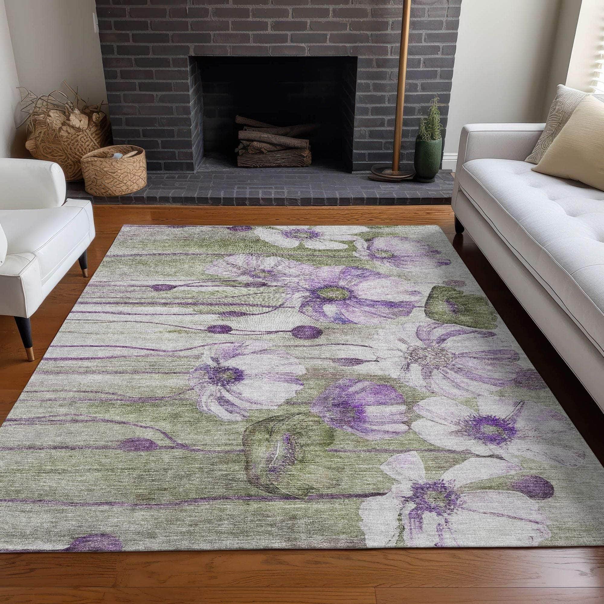 Machine Made ACN712 Purple  Rugs #color_purple 