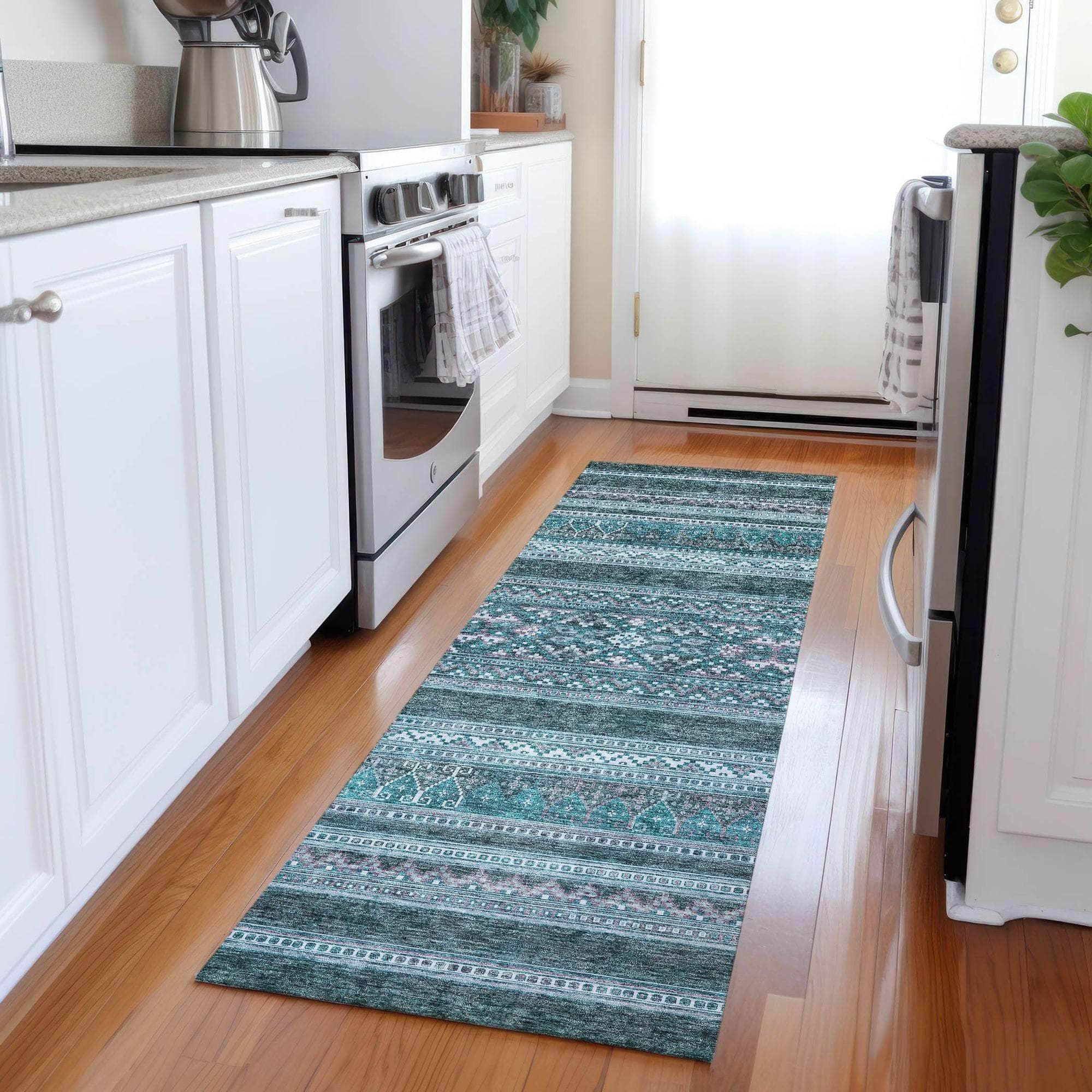 Machine Made ACN714 Teal  Rugs #color_teal 