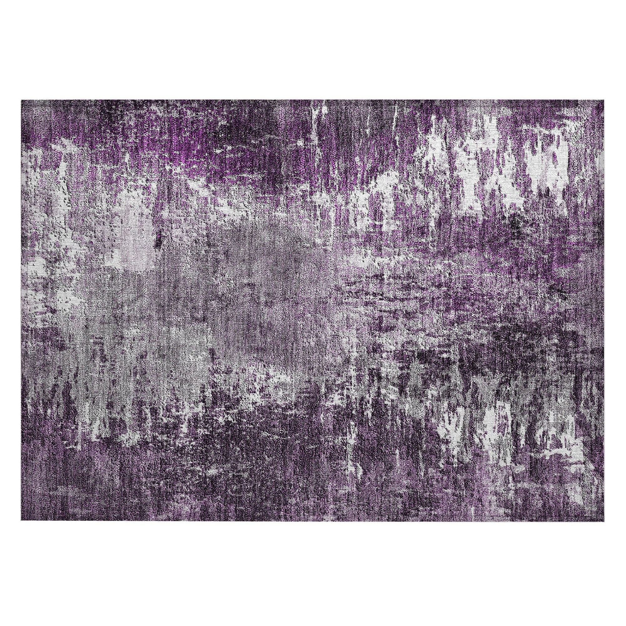 Machine Washable Eggplant Purple Rug - Indoor / Outdoor - Kids / Pet Friendly Modern Print Rug