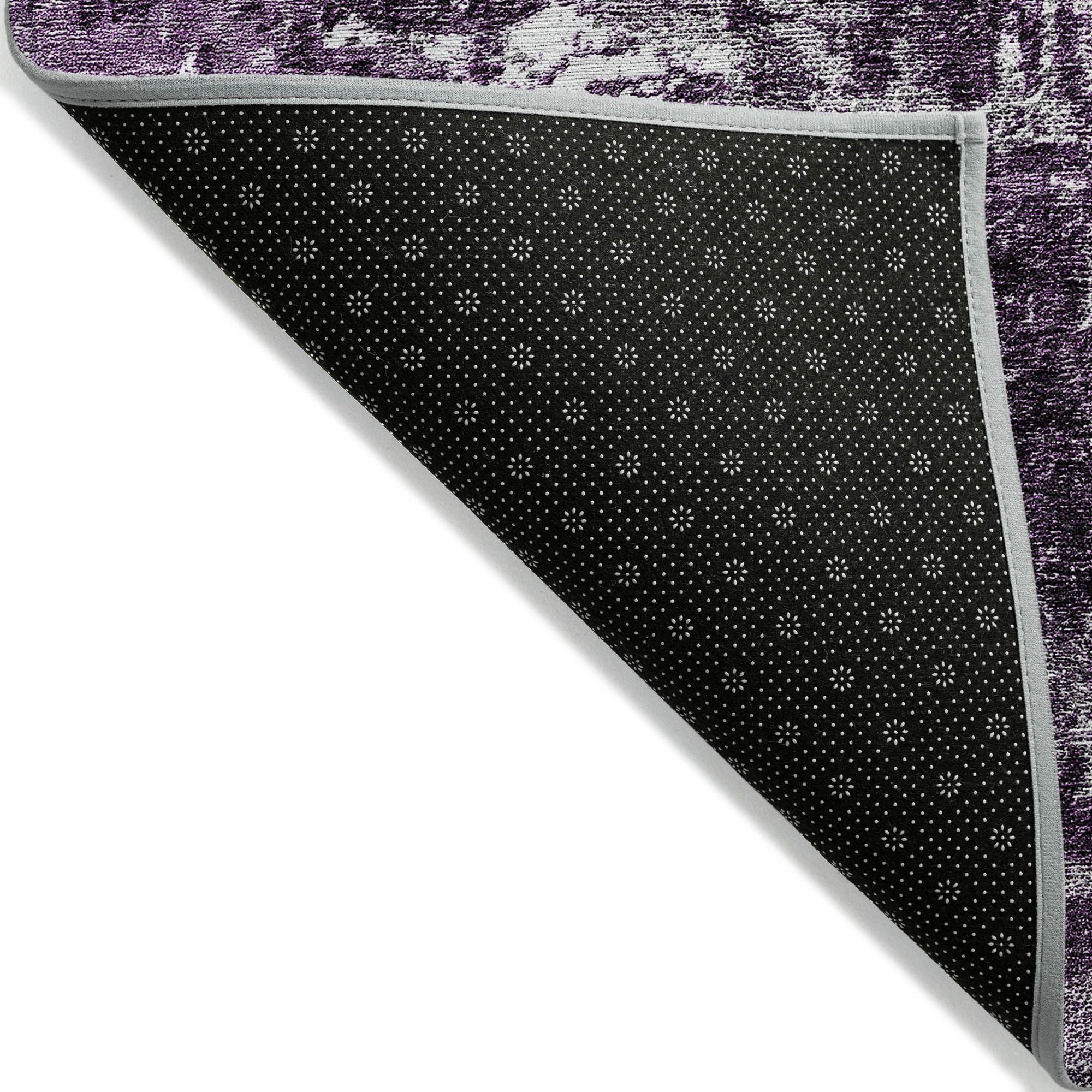 Machine Washable Eggplant Purple Rug - Indoor / Outdoor - Kids / Pet Friendly Modern Print Rug