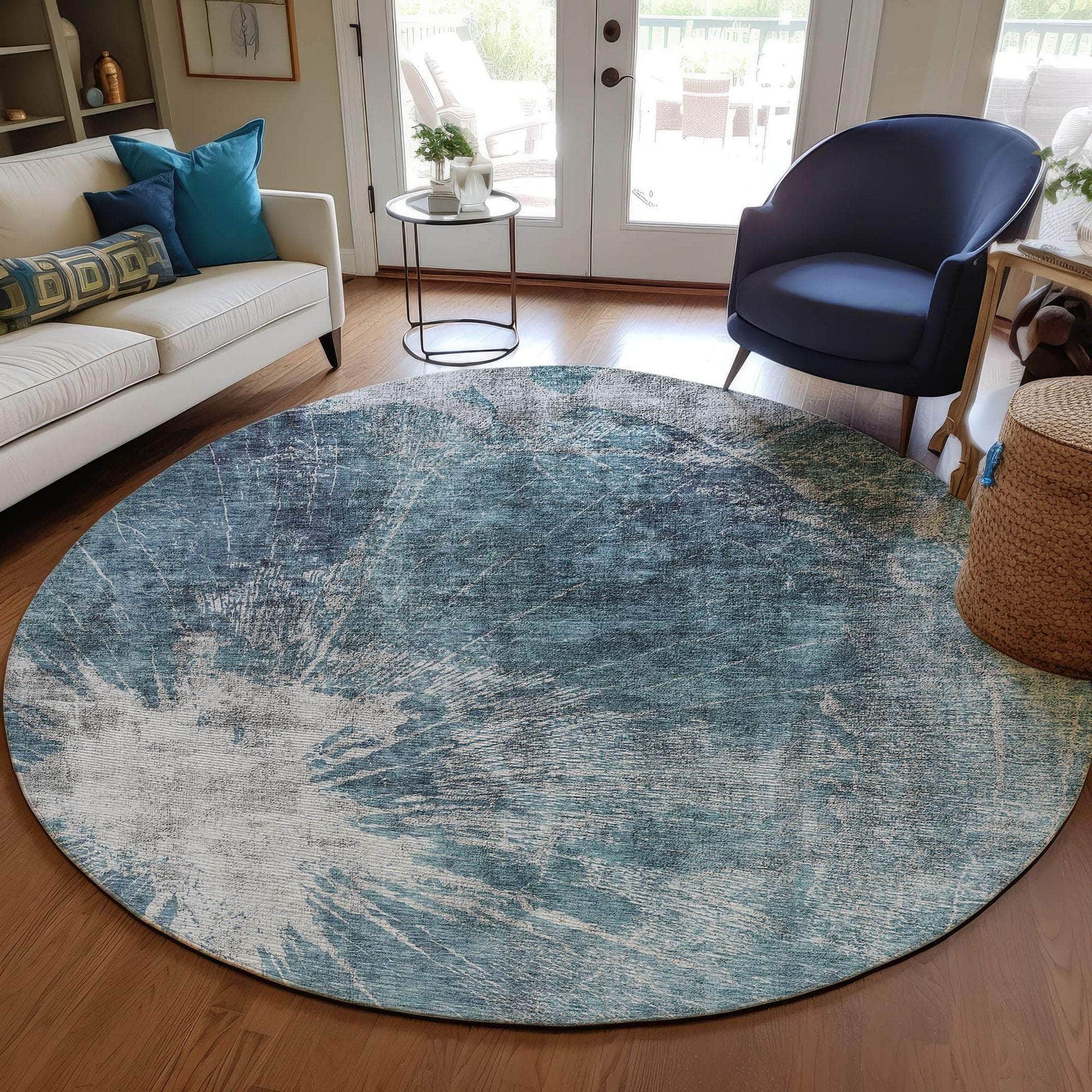 Machine Made ACN719 Teal  Rugs #color_teal 