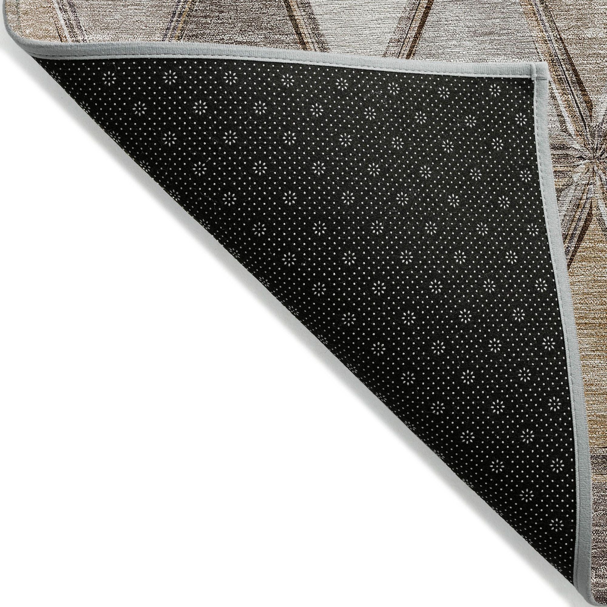 Machine Washable Brown Rug - Indoor / Outdoor - Kids / Pet Friendly Geometric Print Rug