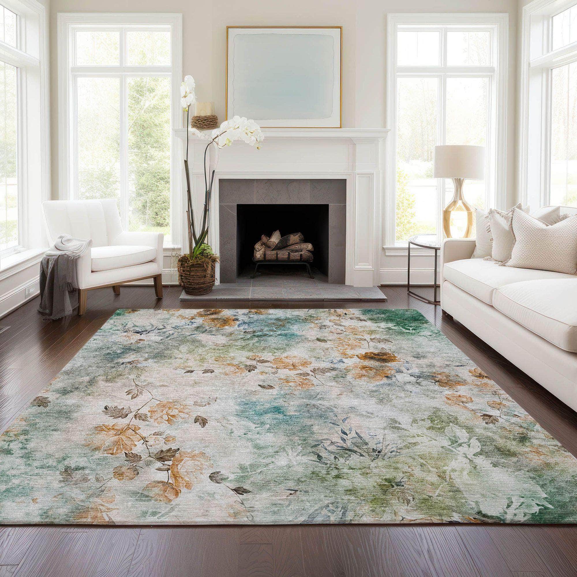 Machine Made ACN724 Teal  Rugs #color_teal 
