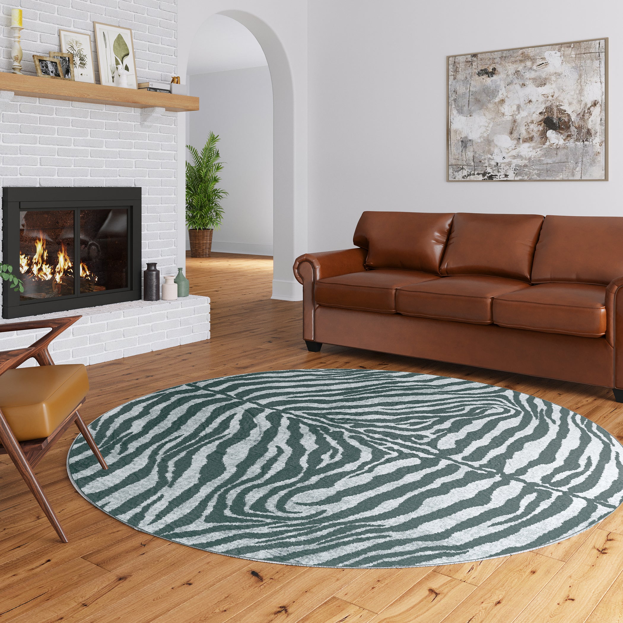 Luxury Machine Washable Casual AK1 Flannel Gray Rug 8' x 8' #shape_Round