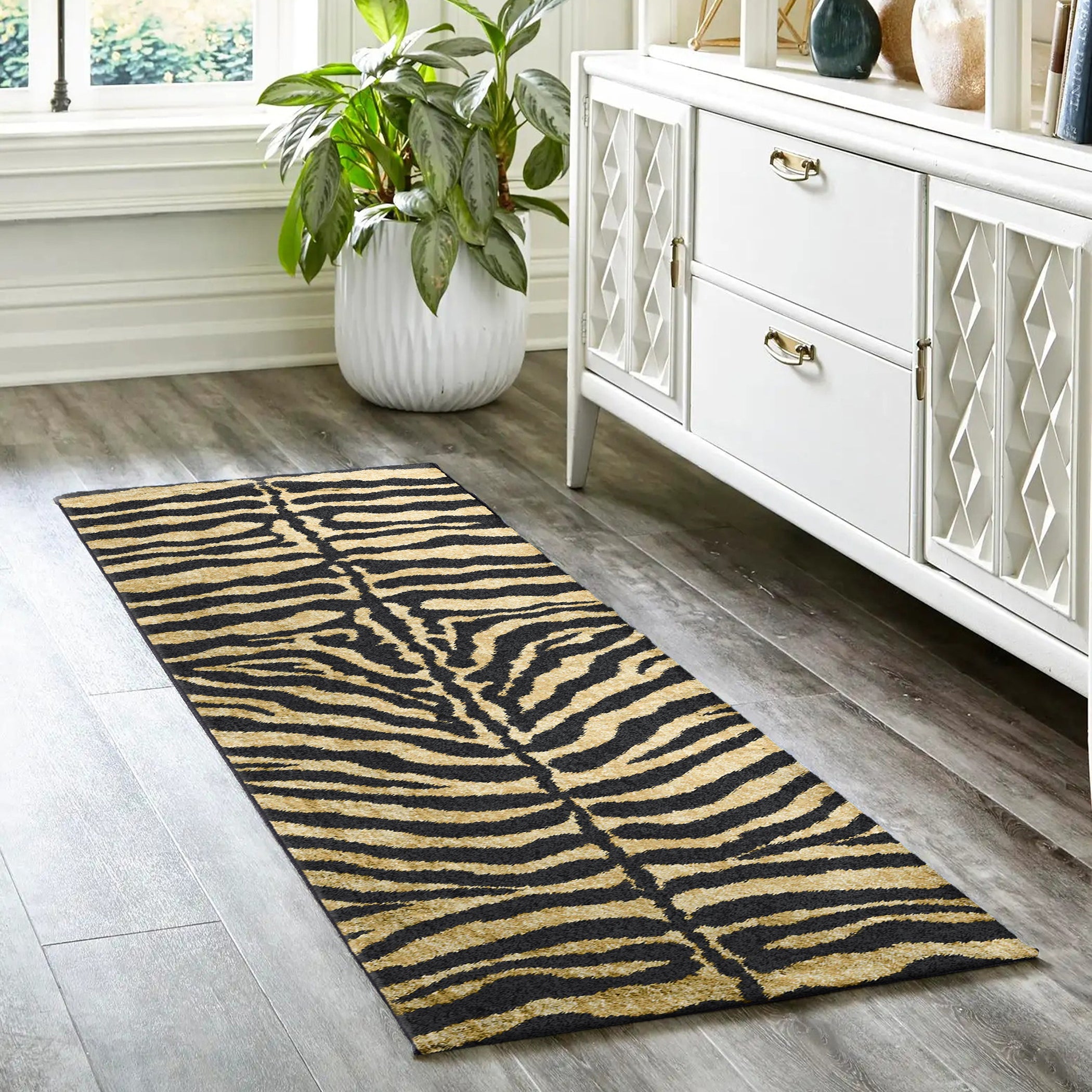 Luxury Machine Washable Casual AK1 Gold Rug 2'3" x 7'6" #shape_Runner