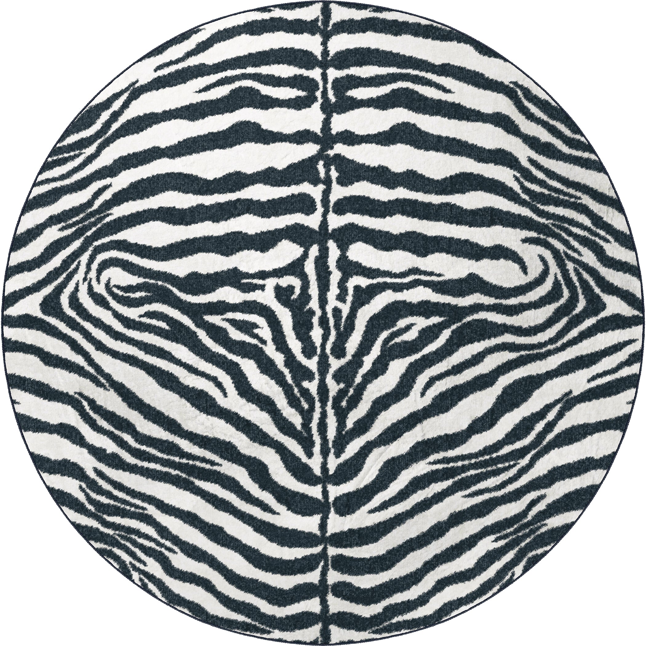 Luxury Machine Washable Casual AK1 Ivory Black Rug 8' x 8' #shape_Round