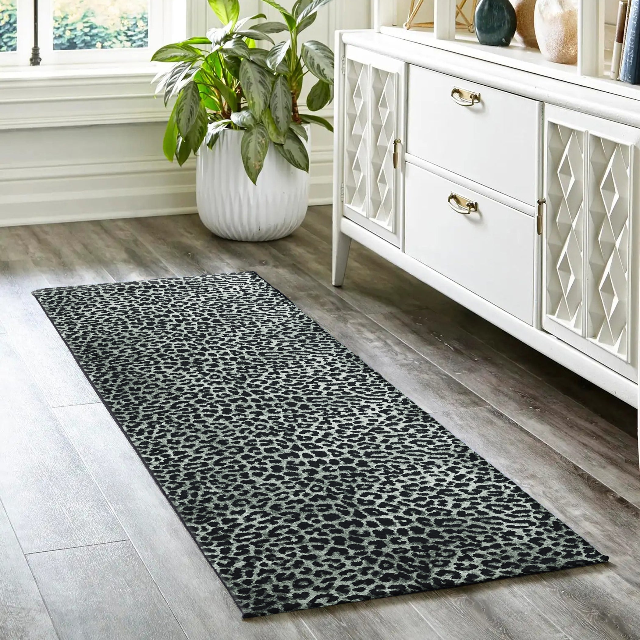 Luxury Machine Washable Casual AK2 Midnight Black Rug 2'3" x 7'6" #shape_Runner