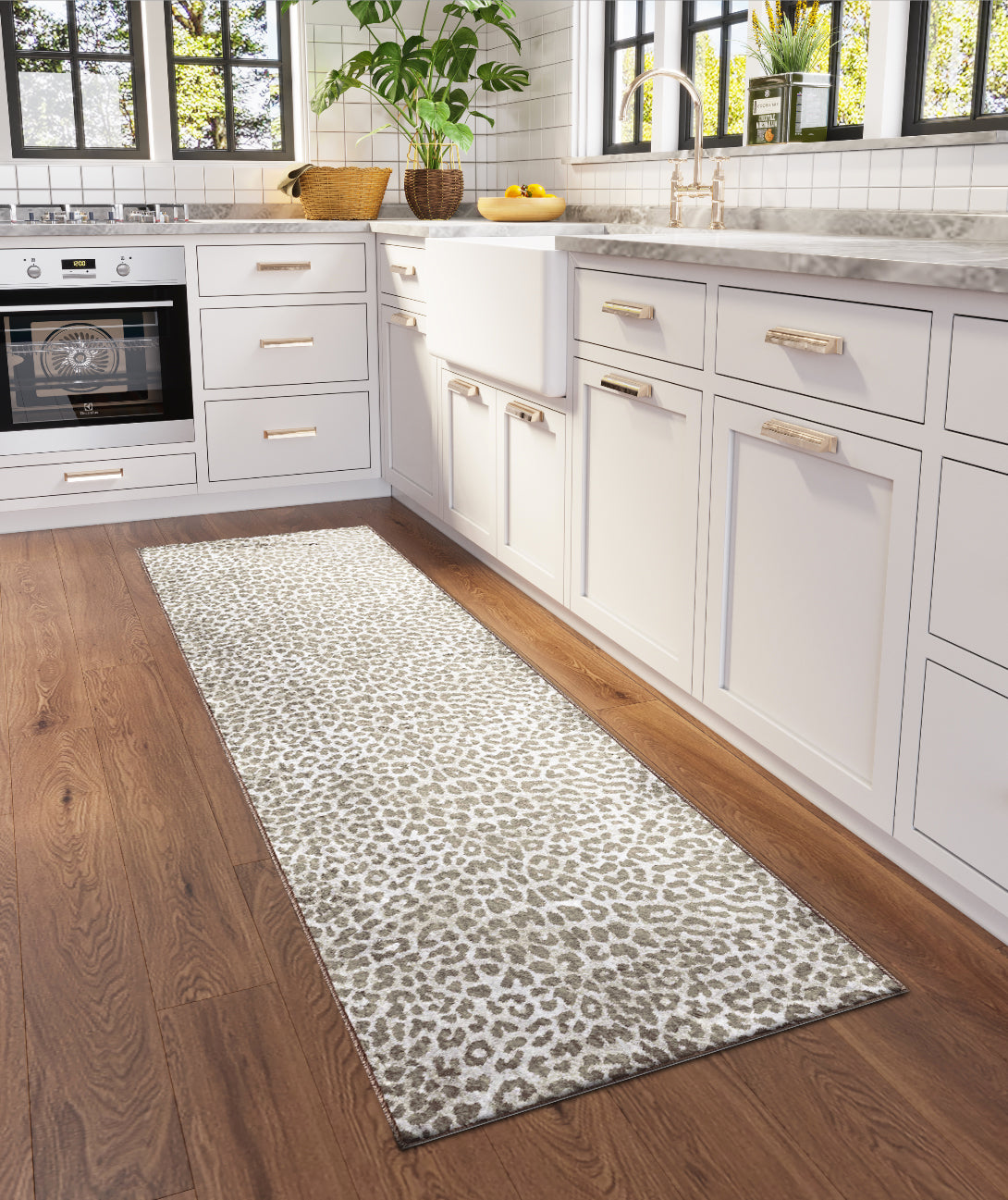 Luxury Machine Washable Casual AK2 Stone Brown Rug 2'3" x 7'6" #shape_Runner