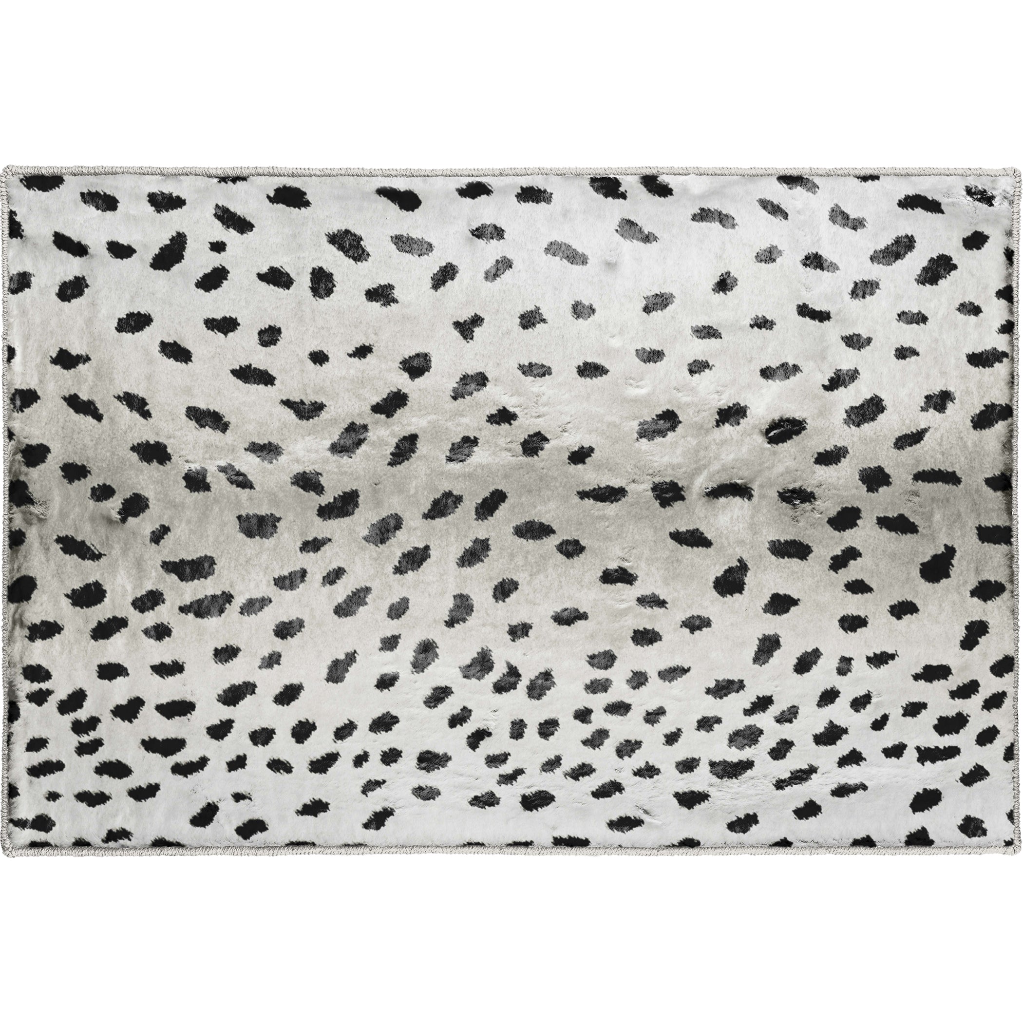 Luxury Machine Washable Casual AK3 Ivory Black Rug 1'8" x 2'6" #shape_Rectangle