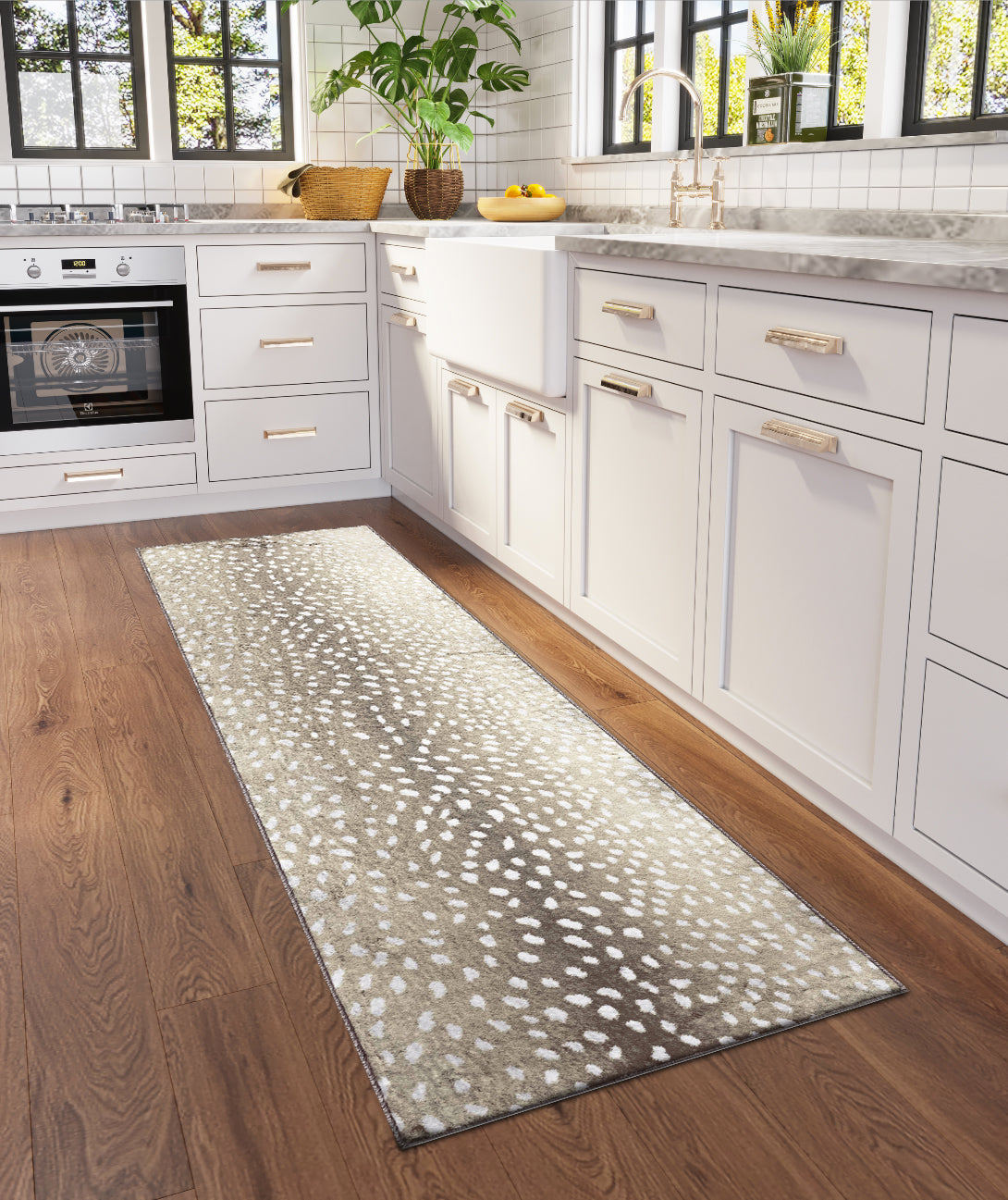 Luxury Machine Washable Casual AK3 Stone Brown Rug 2'3" x 7'6" #shape_Runner