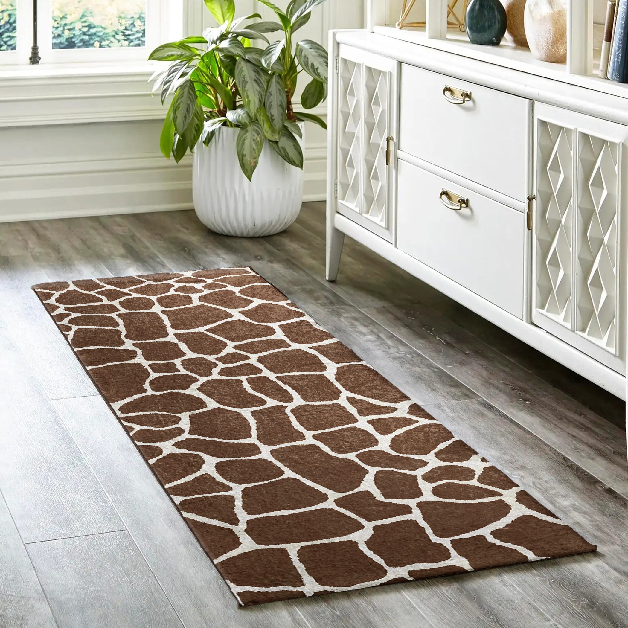 Luxury Machine Washable Casual AK4 Chocolate Brown Rug 2'3" x 7'6" #shape_Runner