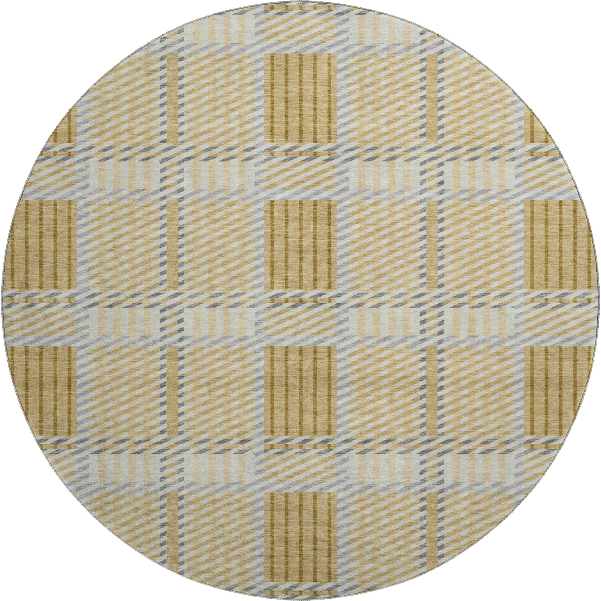 Lisbon Machine Washable Transitional Gold Rug 8' x 8' #shape_Round
