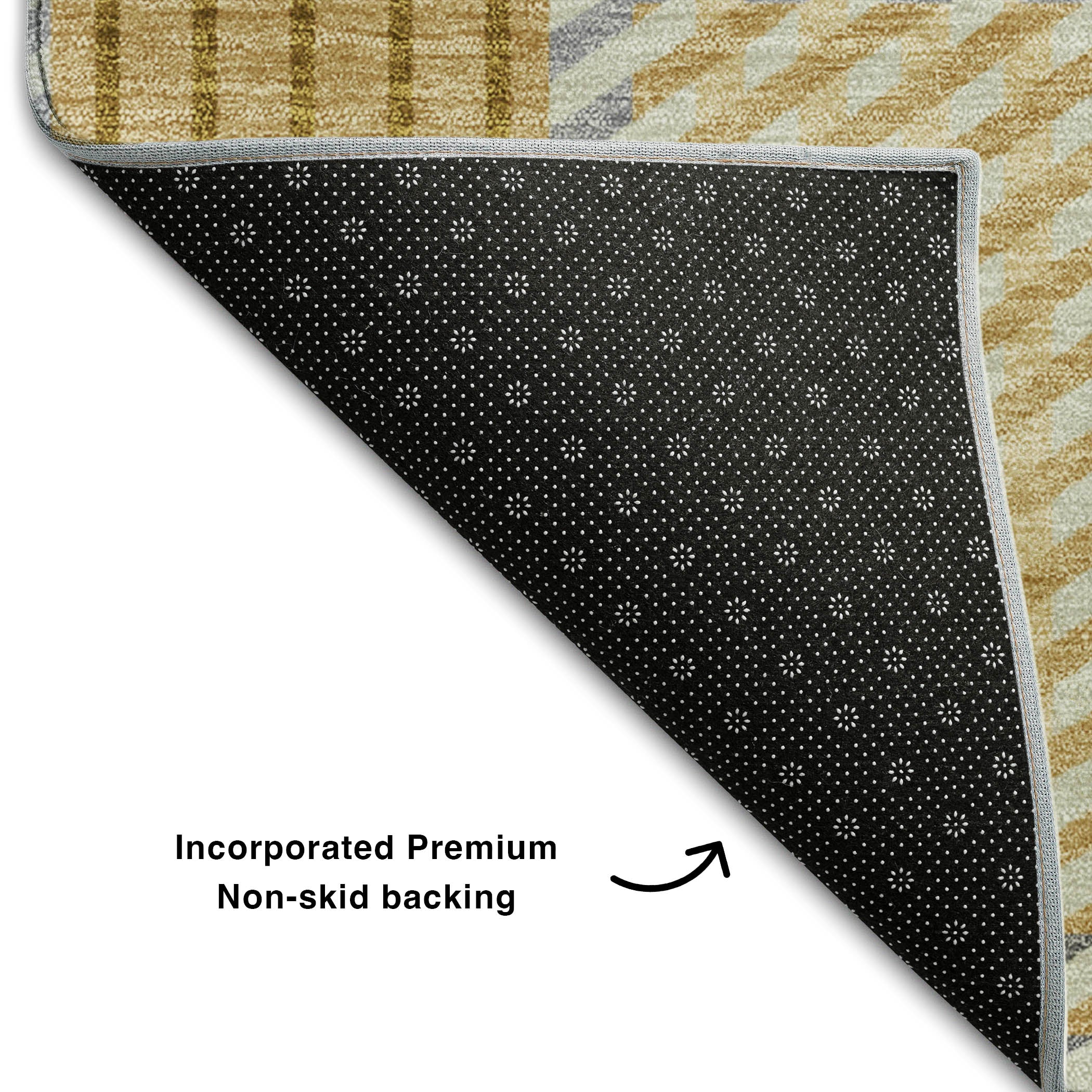 Lisbon Machine Washable Transitional Gold Rug 1'8" x 2'6" #shape_Rectangle