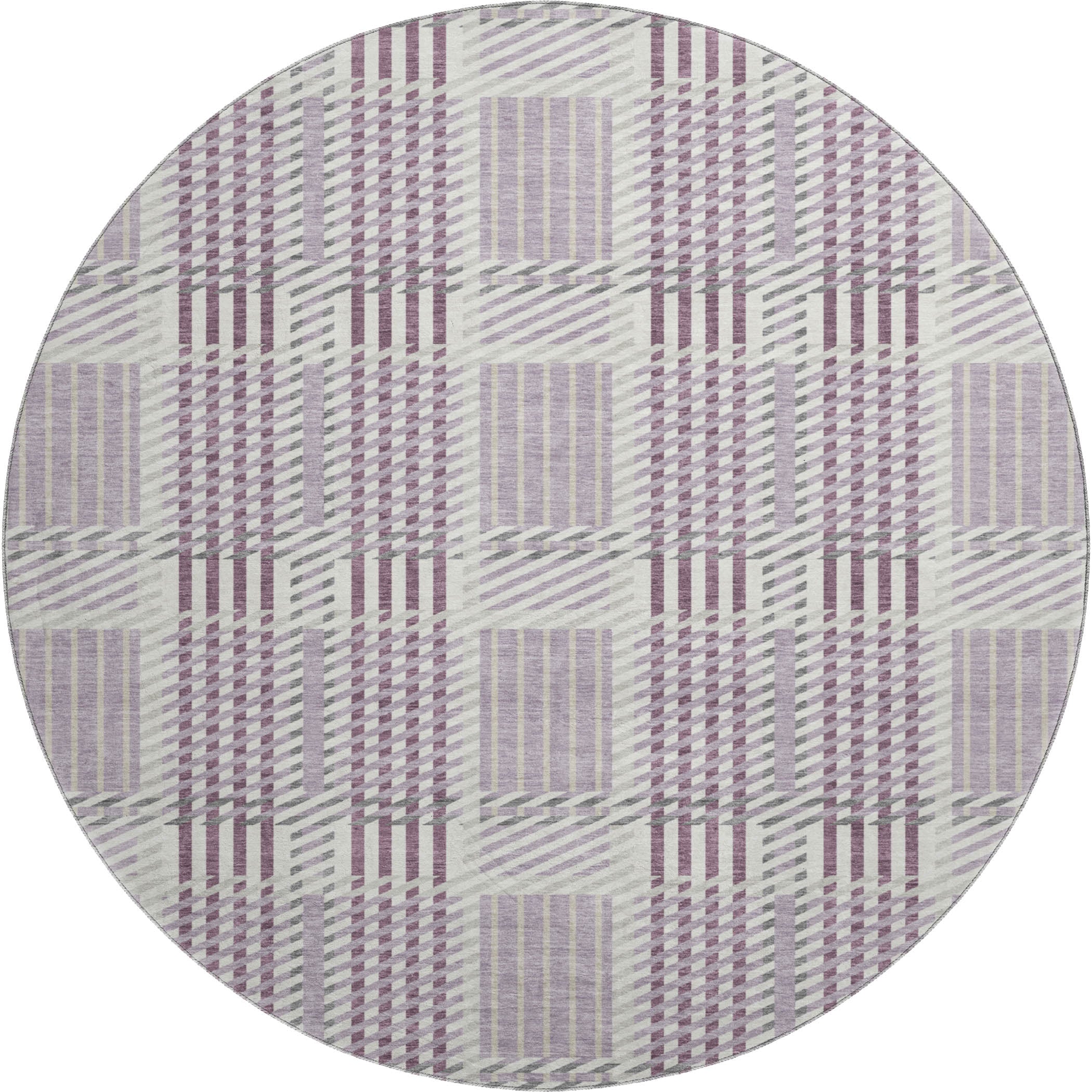 Lisbon Machine Washable Transitional Lavender Purple Rug 8' x 8' #shape_Round