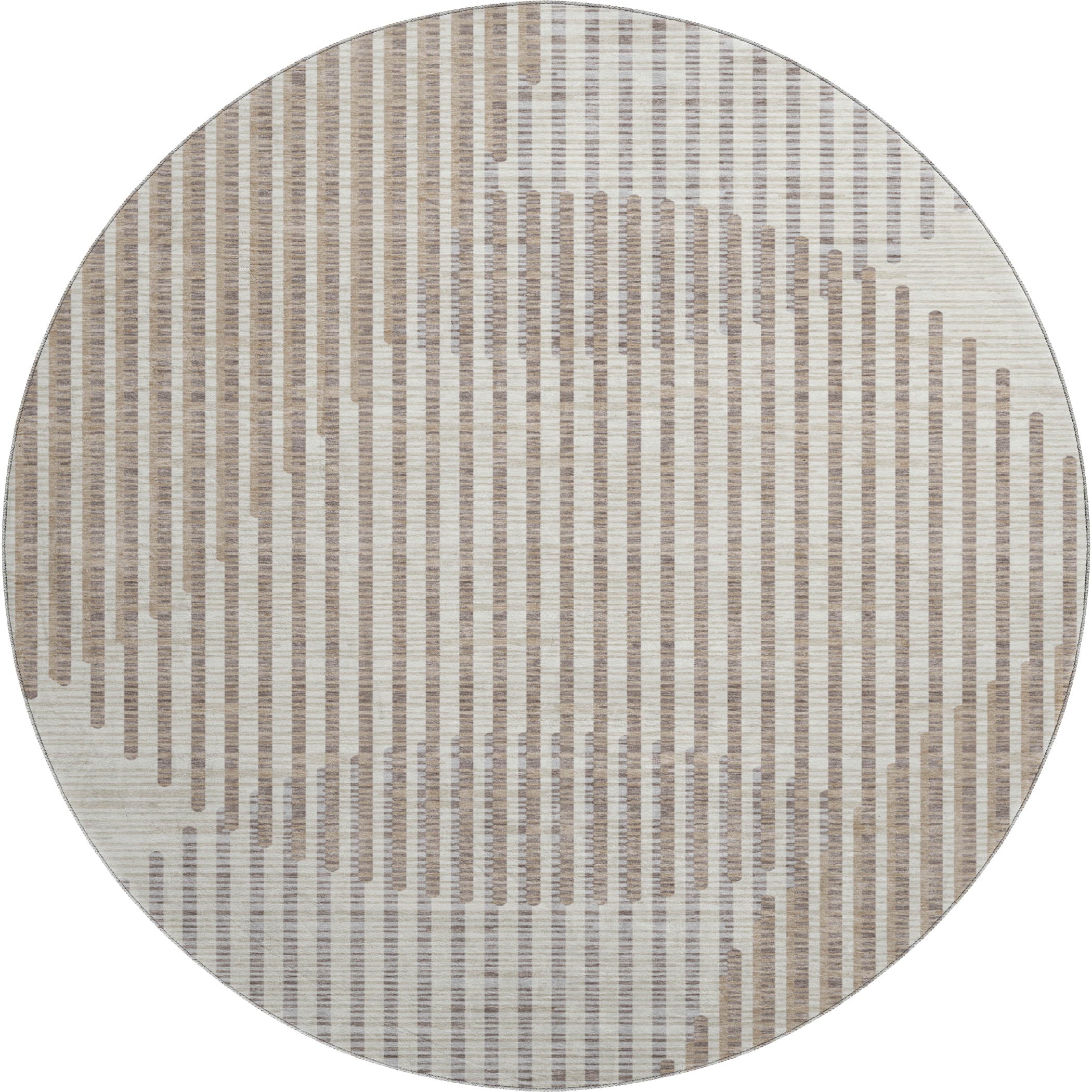 Reykjavik Machine Washable Transitional Beige Brown Rug 8' x 8' #shape_Round