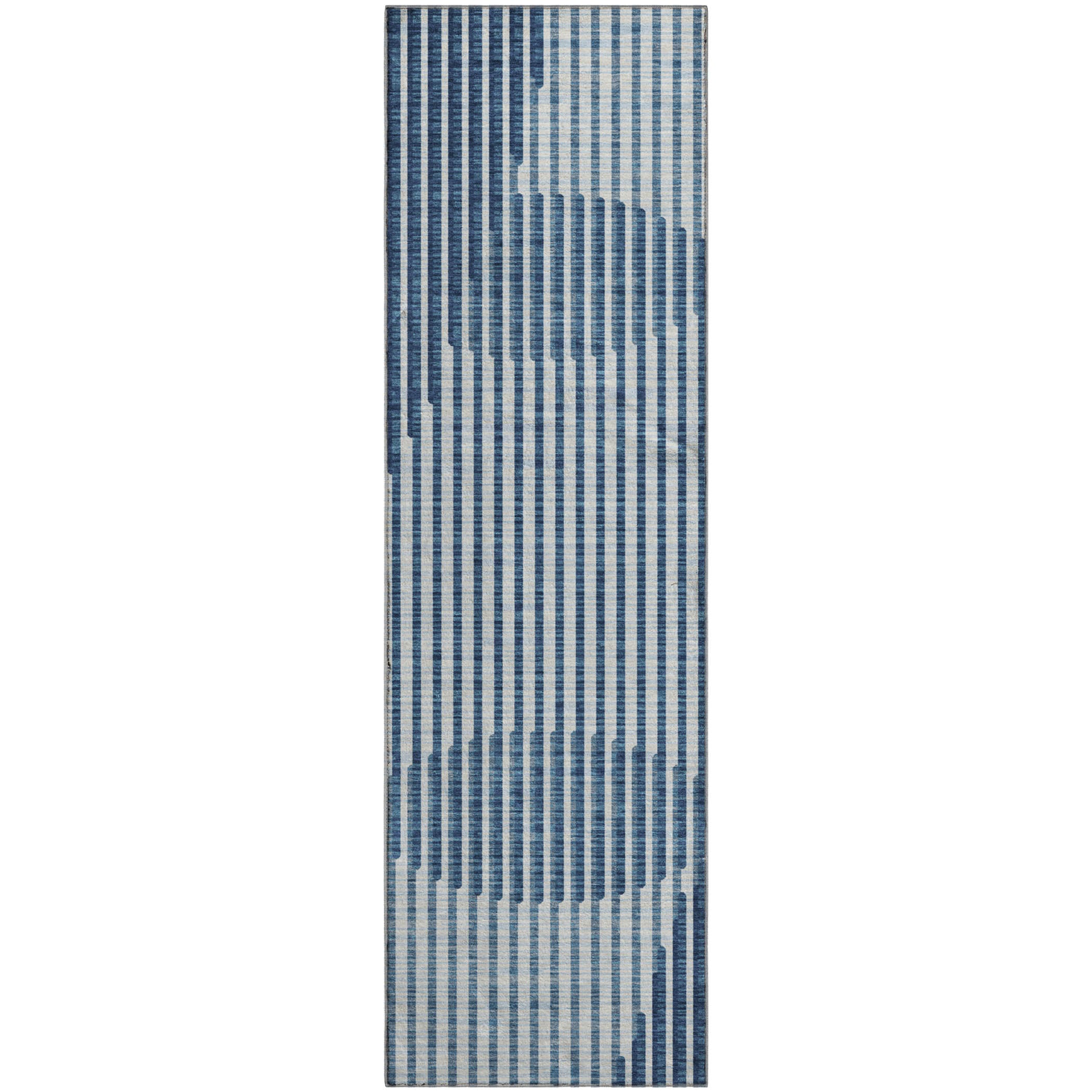 Reykjavik Machine Washable Transitional Blue Rug 2'3" x 7'6" #shape_Runner