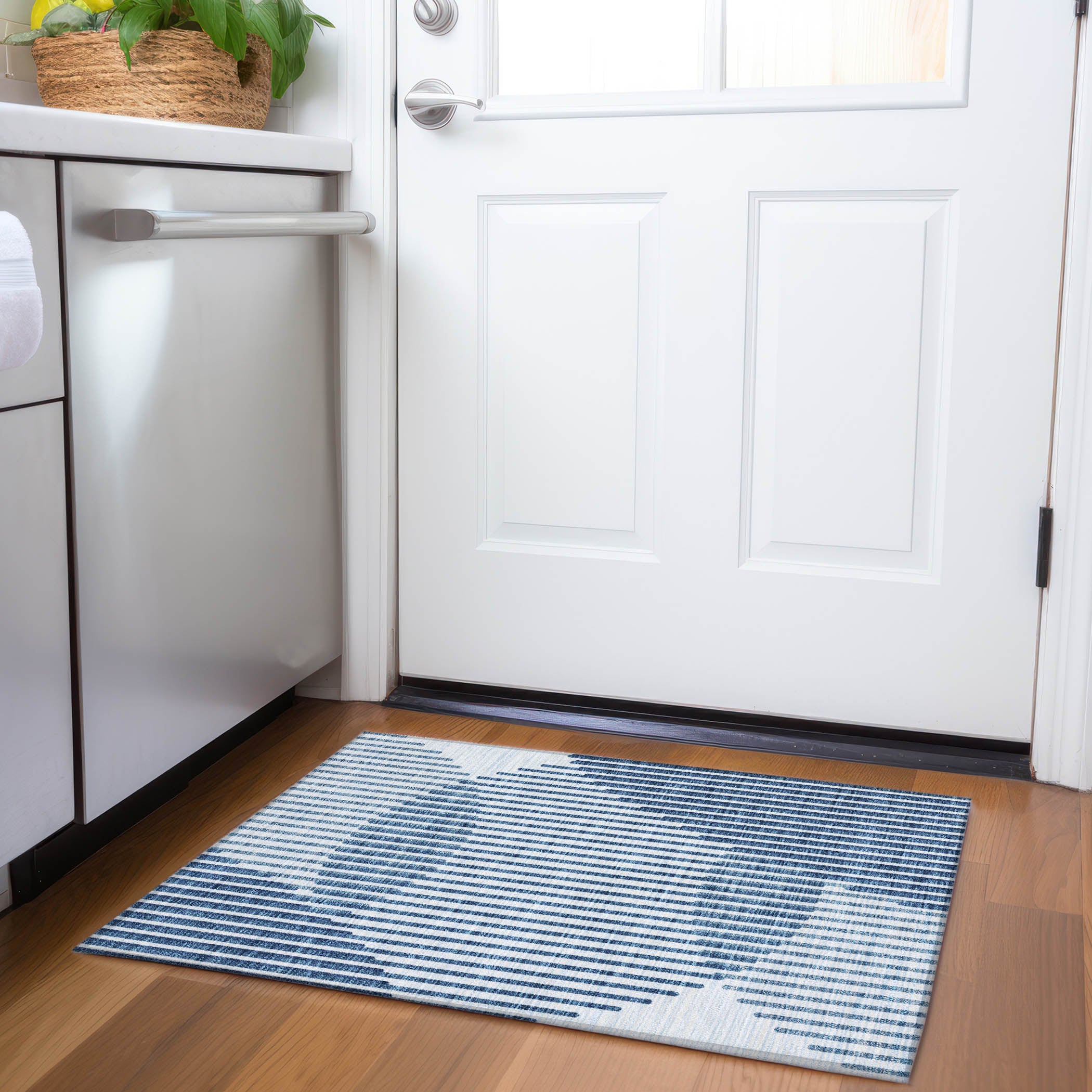 Reykjavik Machine Washable Transitional Blue Rug 1'8" x 2'6" #shape_Rectangle