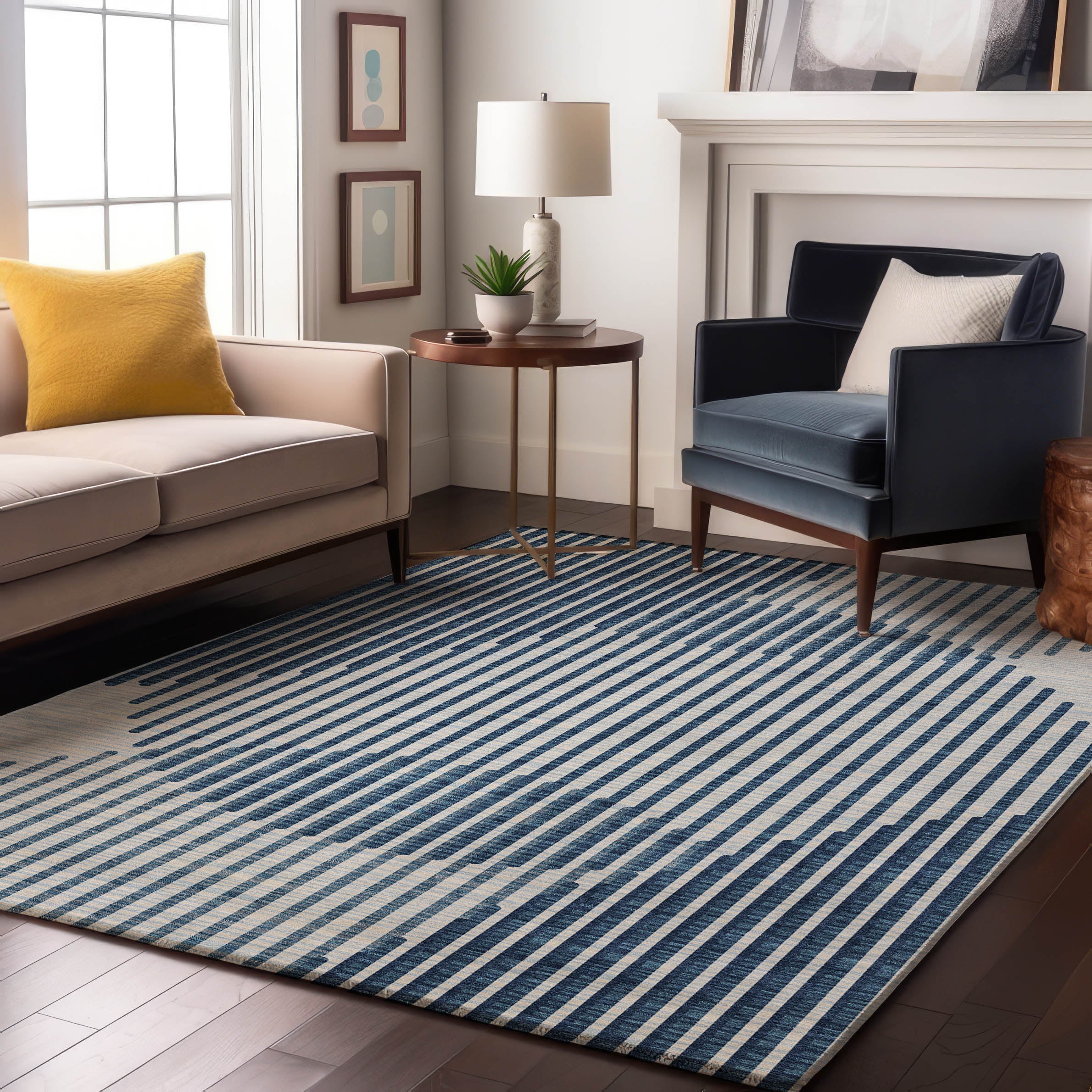 Reykjavik Machine Washable Transitional Blue Rug 2'6" x 3'10" #shape_Rectangle