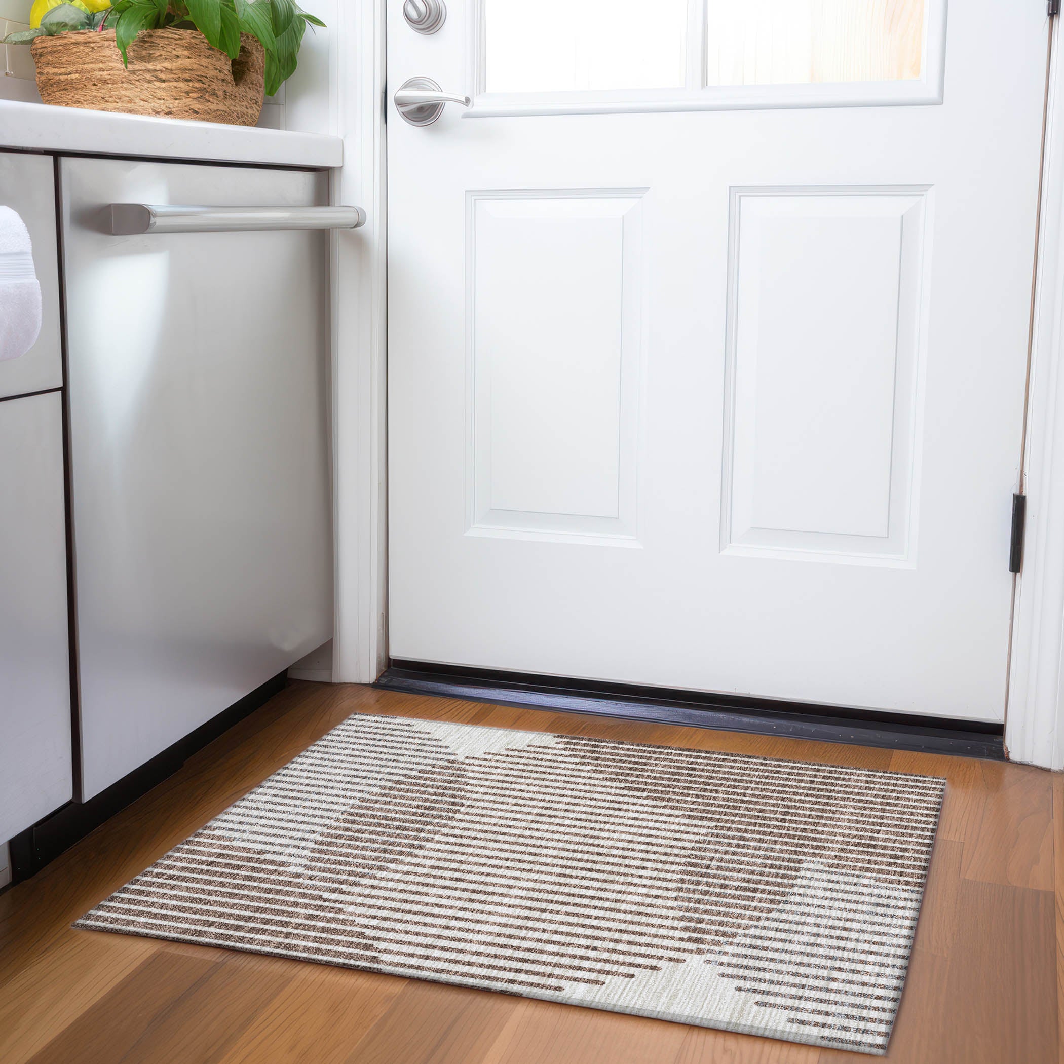 Reykjavik Machine Washable Transitional Brown Rug 1'8" x 2'6" #shape_Rectangle