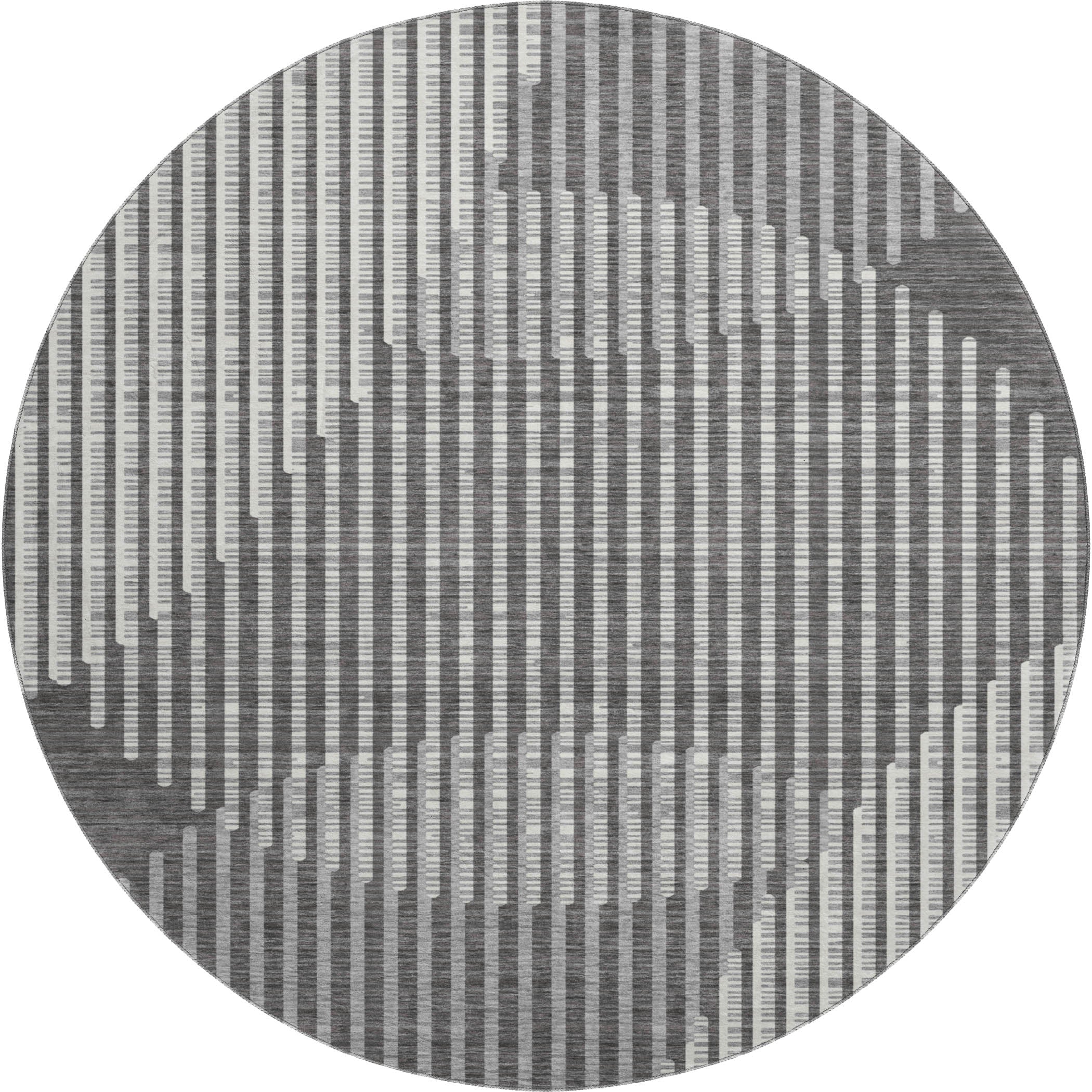 Reykjavik Machine Washable Transitional Charcoal Gray Rug 8' x 8' #shape_Round