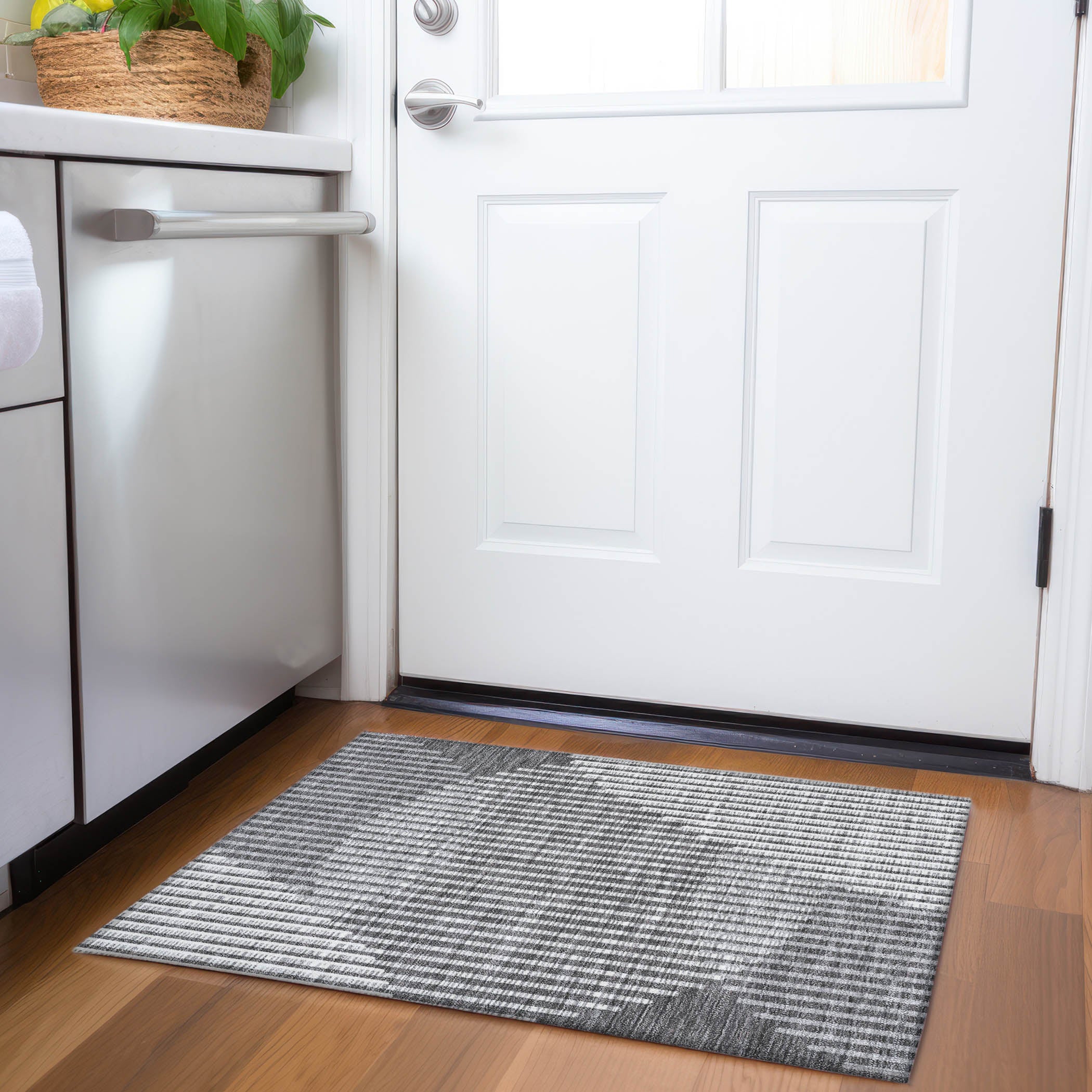 Reykjavik Machine Washable Transitional Charcoal Gray Rug 1'8" x 2'6" #shape_Rectangle