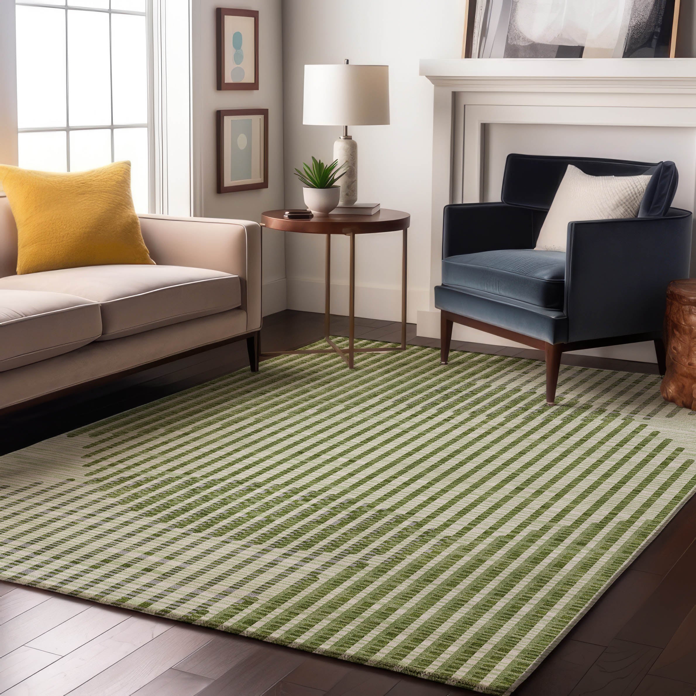 Reykjavik Machine Washable Transitional Green Rug 2'6" x 3'10" #shape_Rectangle