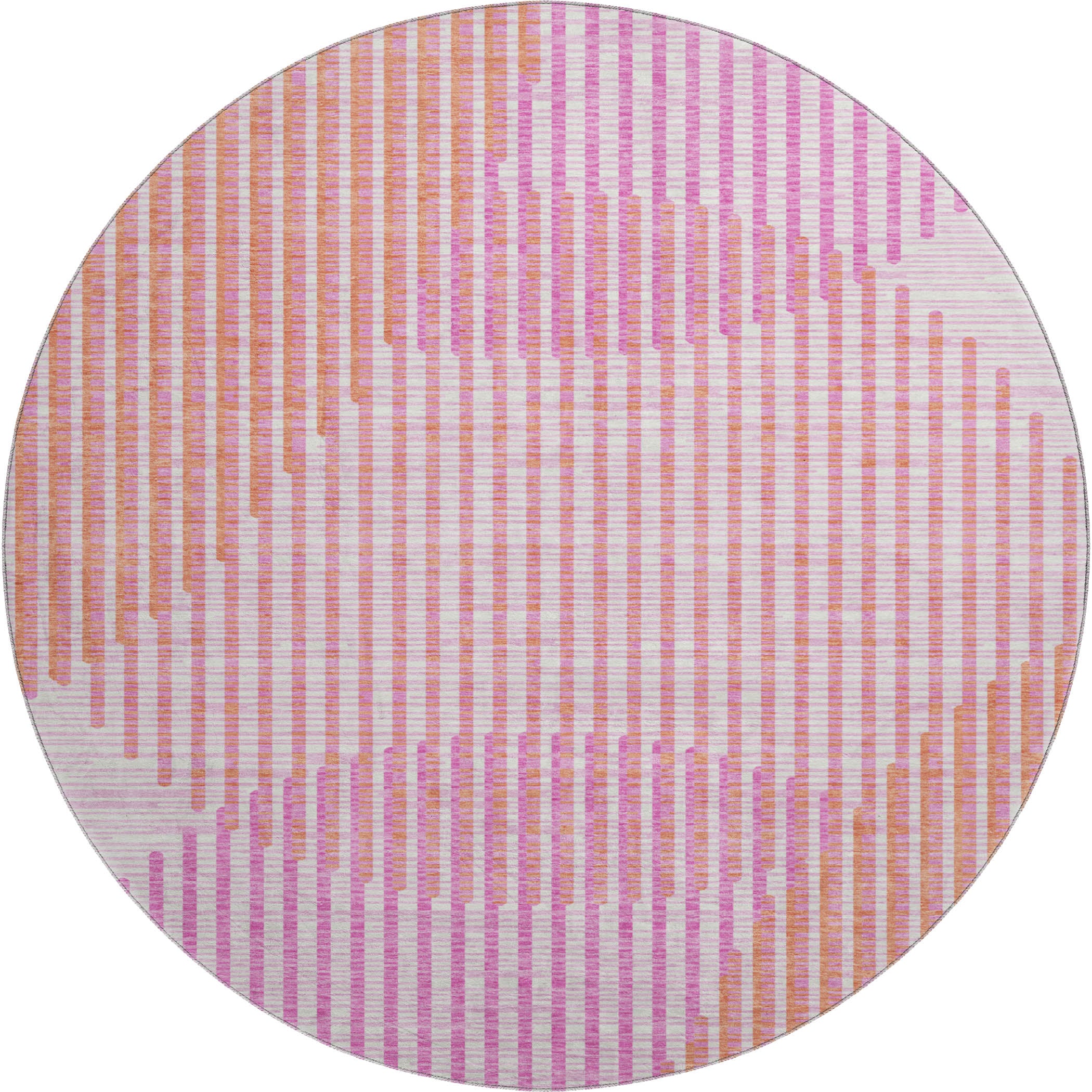 Reykjavik Machine Washable Transitional Pink Rug 8' x 8' #shape_Round