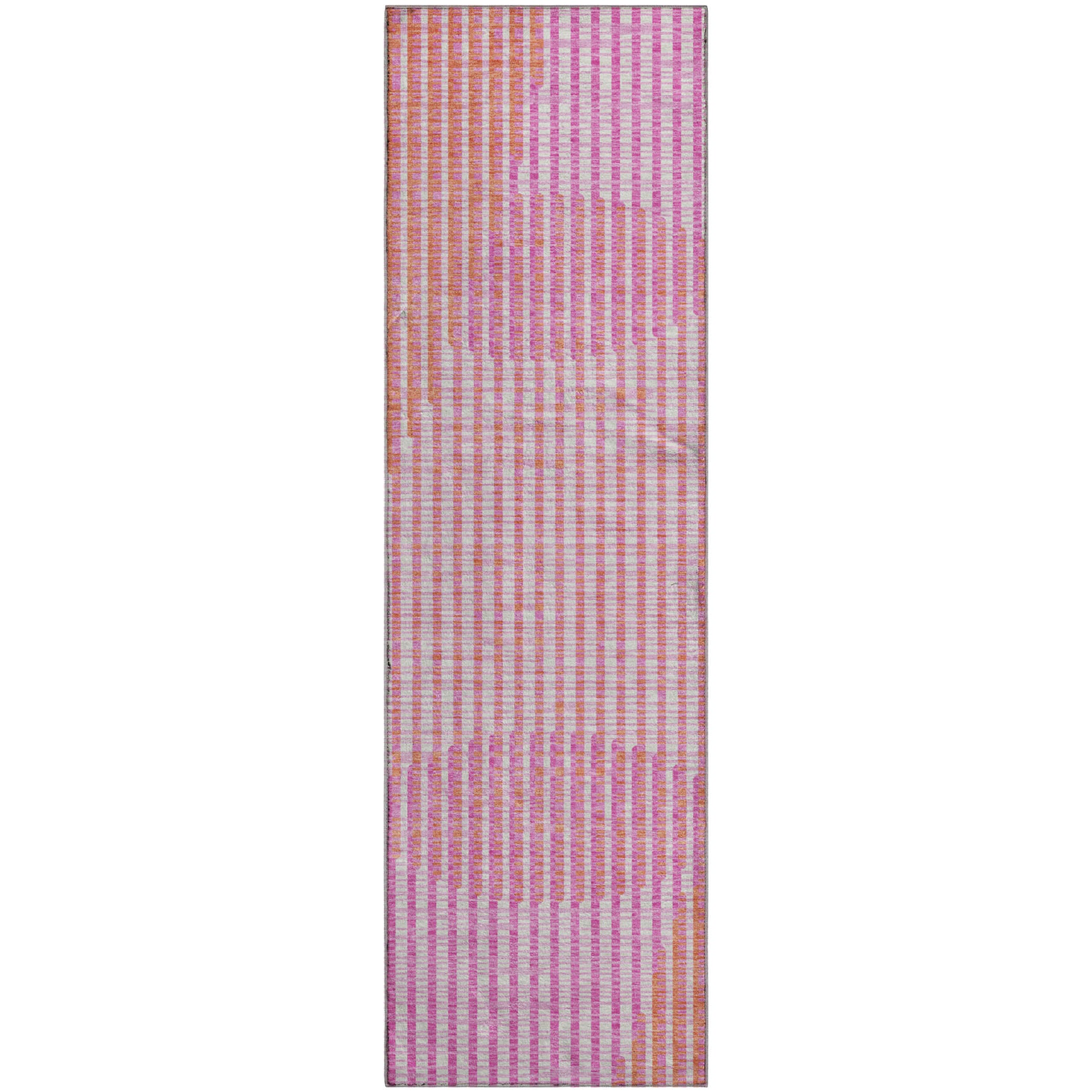 Reykjavik Machine Washable Transitional Pink Rug 2'3" x 7'6" #shape_Runner