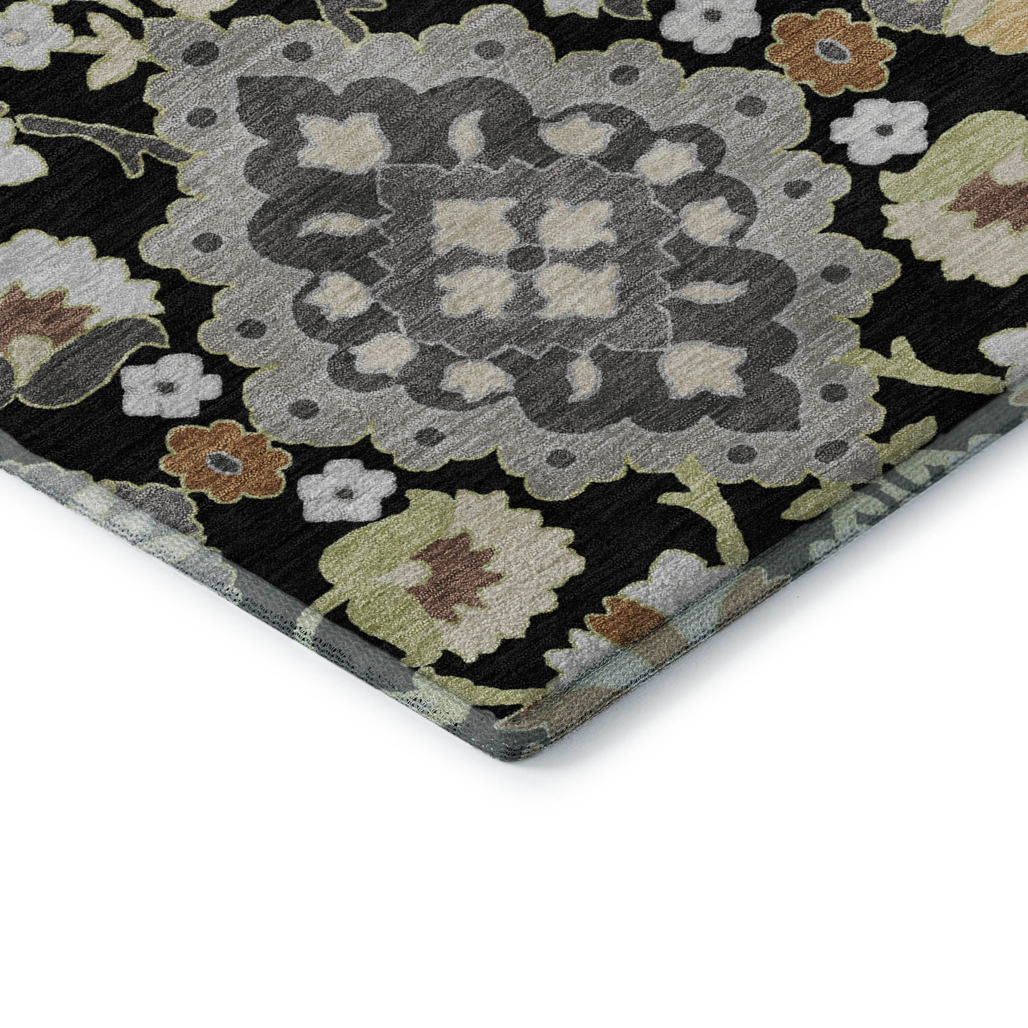 Lucerne Machine Washable Traditional Black Rug 1'8" x 2'6" #shape_Rectangle