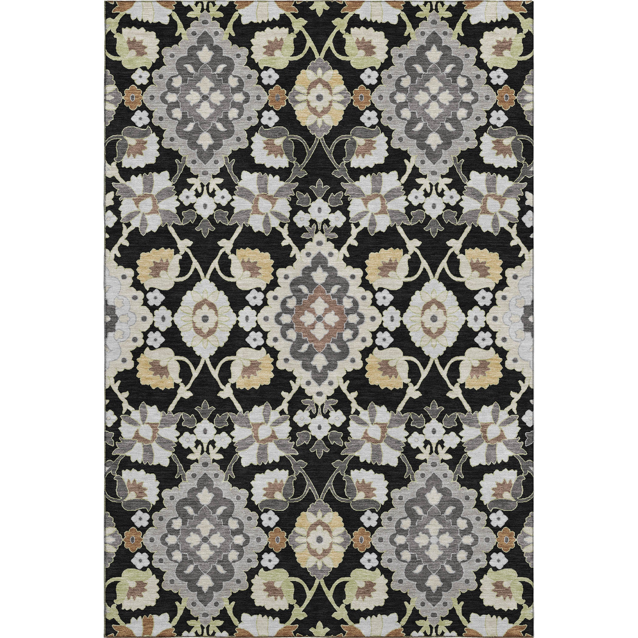 Lucerne Machine Washable Traditional Black Rug 2'6" x 3'10" #shape_Rectangle