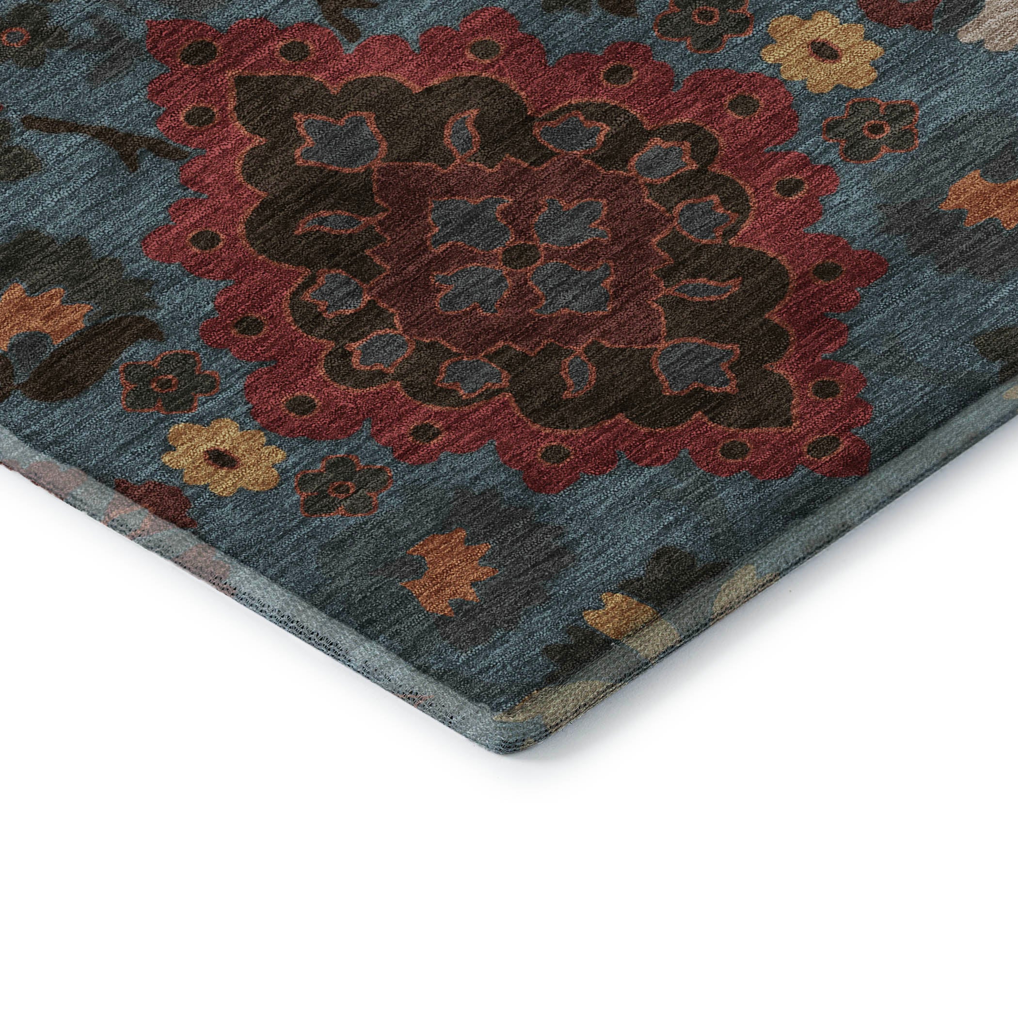 Lucerne Machine Washable Traditional Denim Blue Rug 1'8" x 2'6" #shape_Rectangle