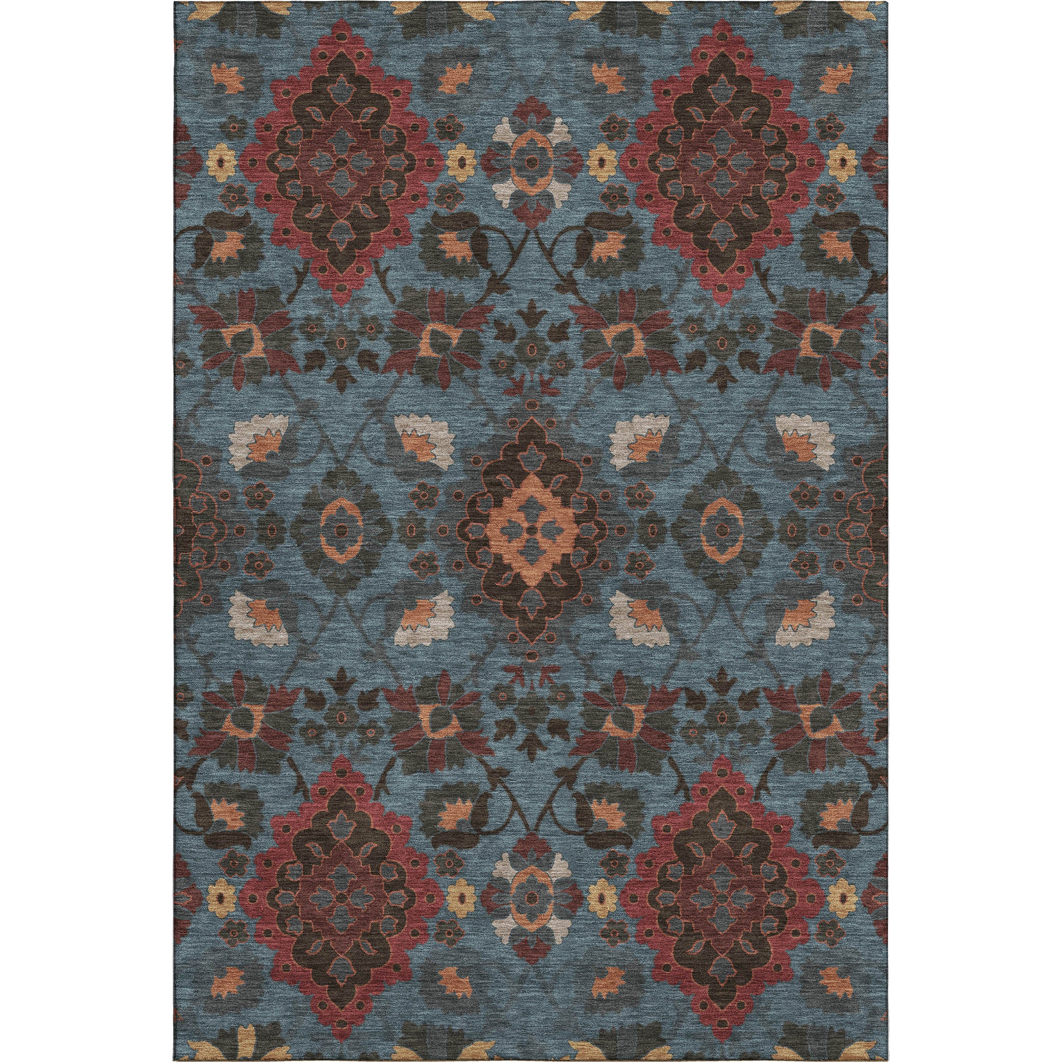 Lucerne Machine Washable Traditional Denim Blue Rug 2'6" x 3'10" #shape_Rectangle
