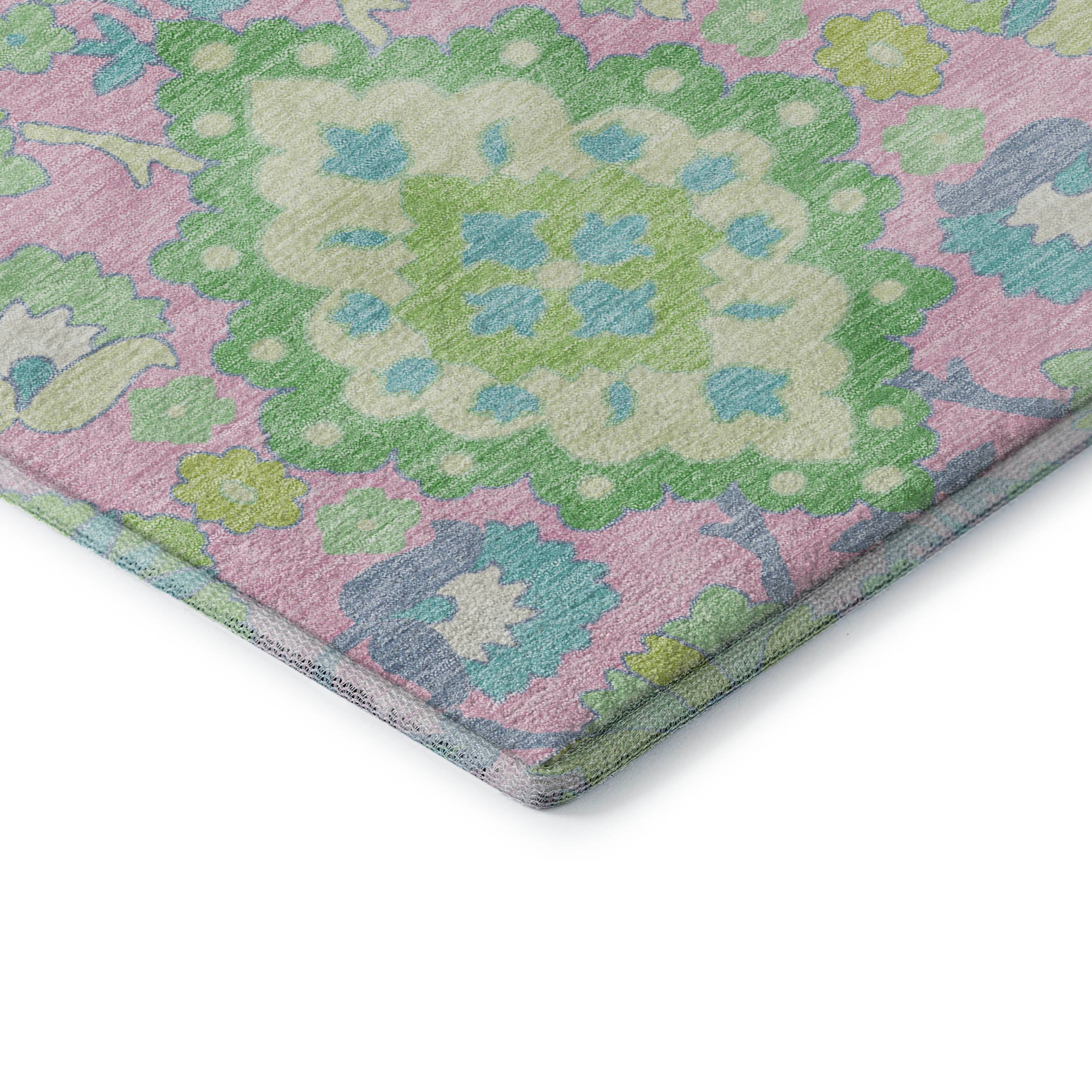 Lucerne Machine Washable Traditional Pink Rug 1'8" x 2'6" #shape_Rectangle