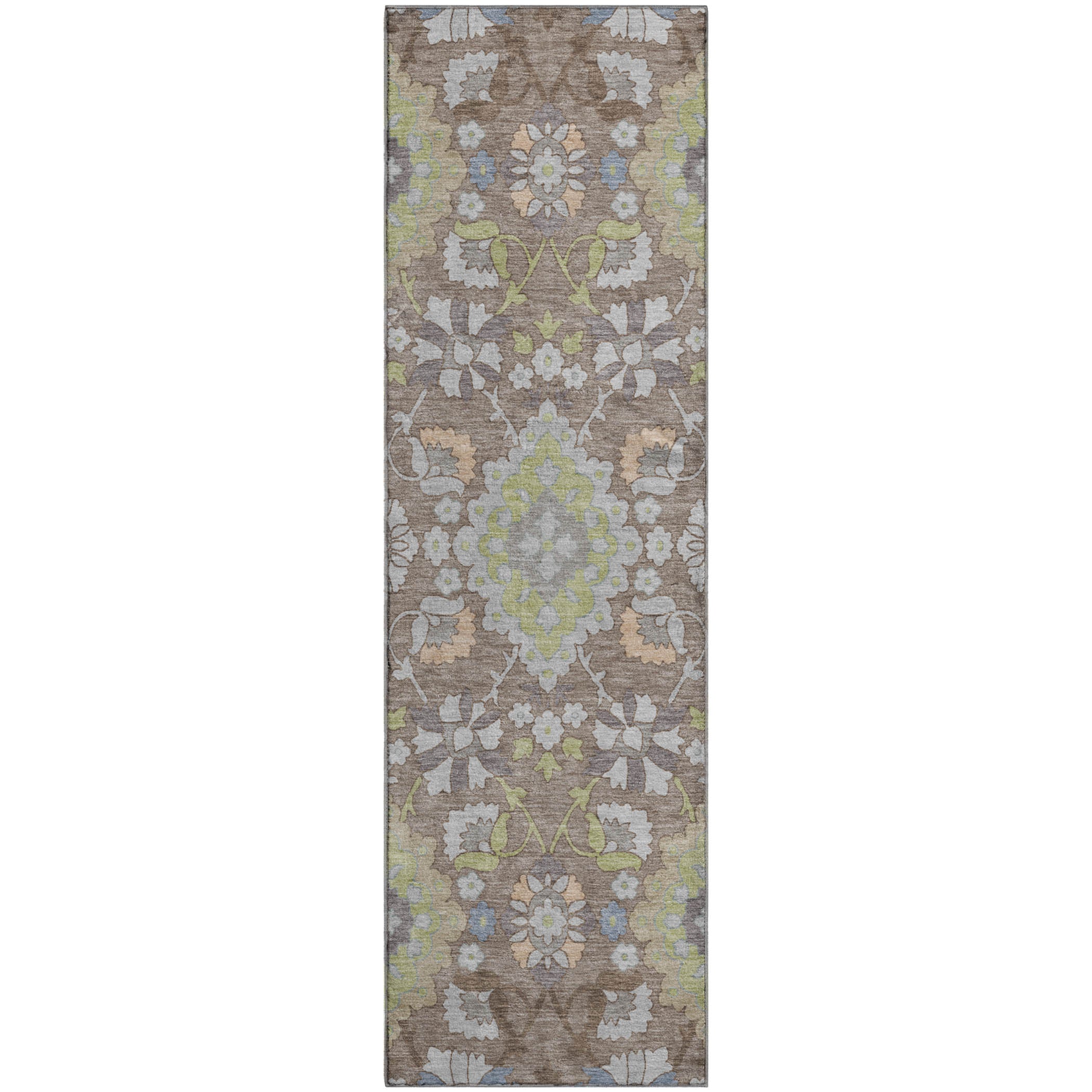 Lucerne Machine Washable Traditional Taupe Brown Rug 2'3" x 7'6" #shape_Runner