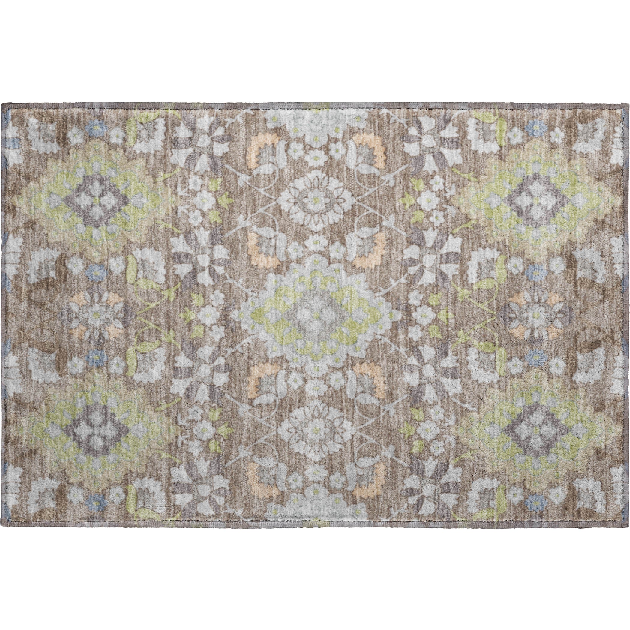 Lucerne Machine Washable Traditional Taupe Brown Rug 1'8" x 2'6" #shape_Rectangle