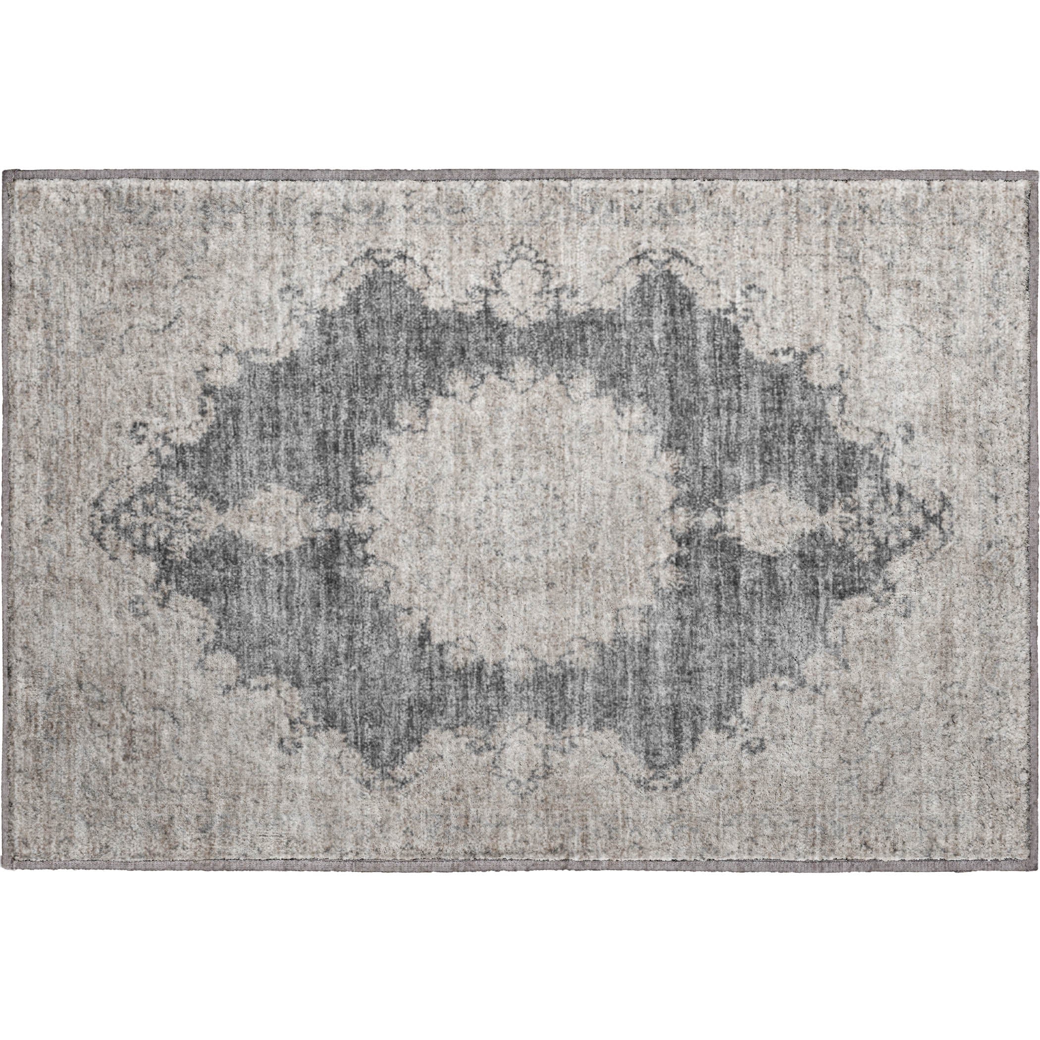 Queenstown Machine Washable Traditional Black Rug 1'8" x 2'6" #shape_Rectangle