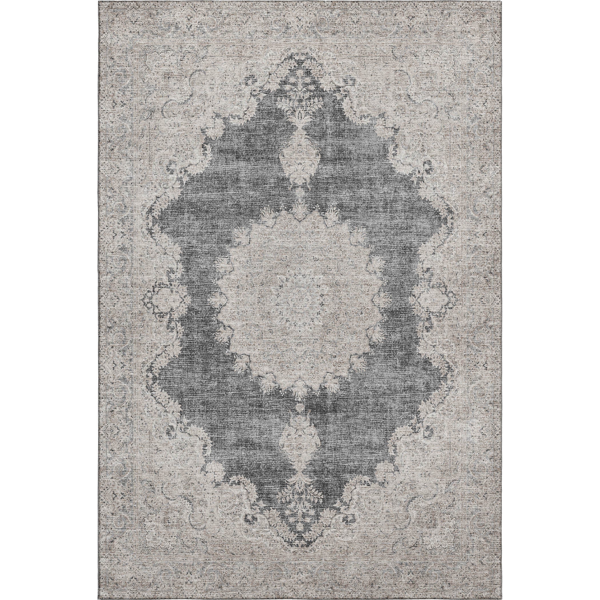 Queenstown Machine Washable Traditional Black Rug 2'6" x 3'10" #shape_Rectangle