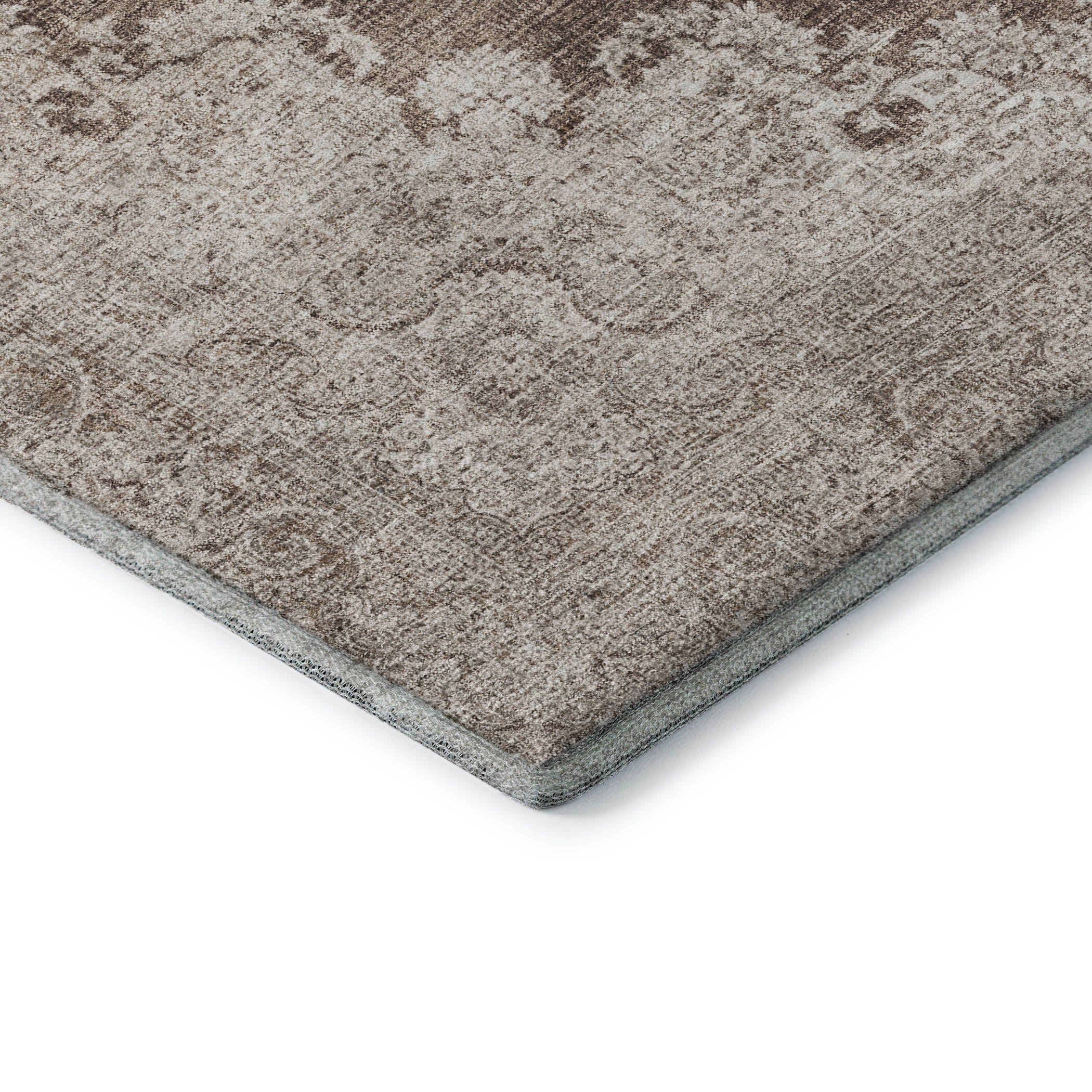 Queenstown Machine Washable Traditional Brown Rug 1'8" x 2'6" #shape_Rectangle