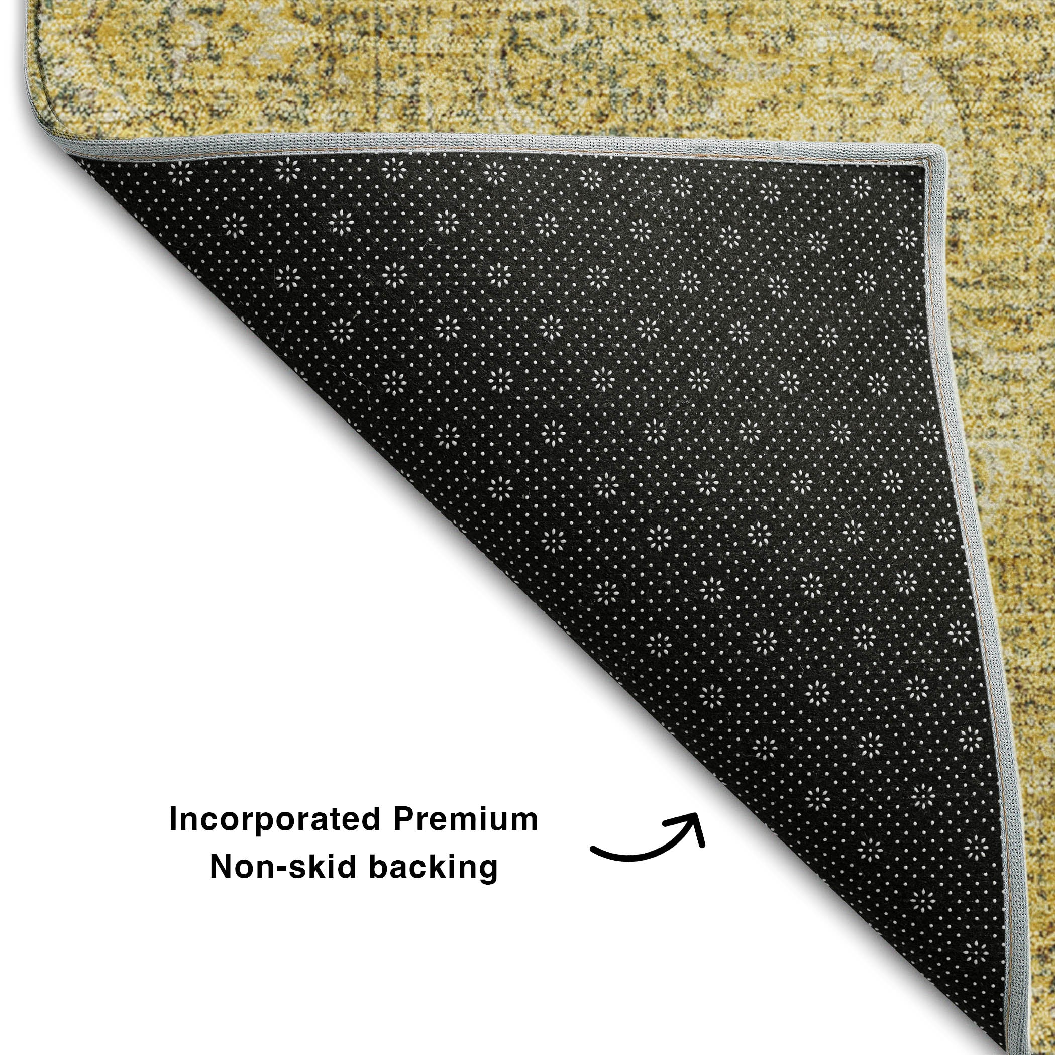 Queenstown Machine Washable Traditional Gold Rug 1'8" x 2'6" #shape_Rectangle
