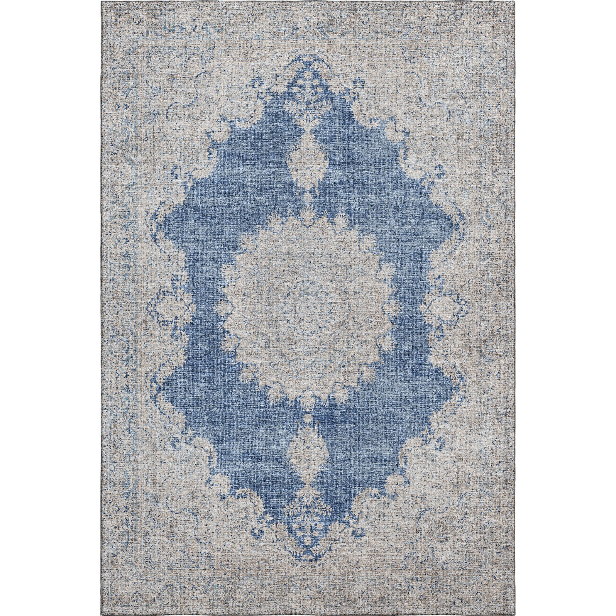 Queenstown Machine Washable Traditional Navy Blue Rug 2'6" x 3'10" #shape_Rectangle