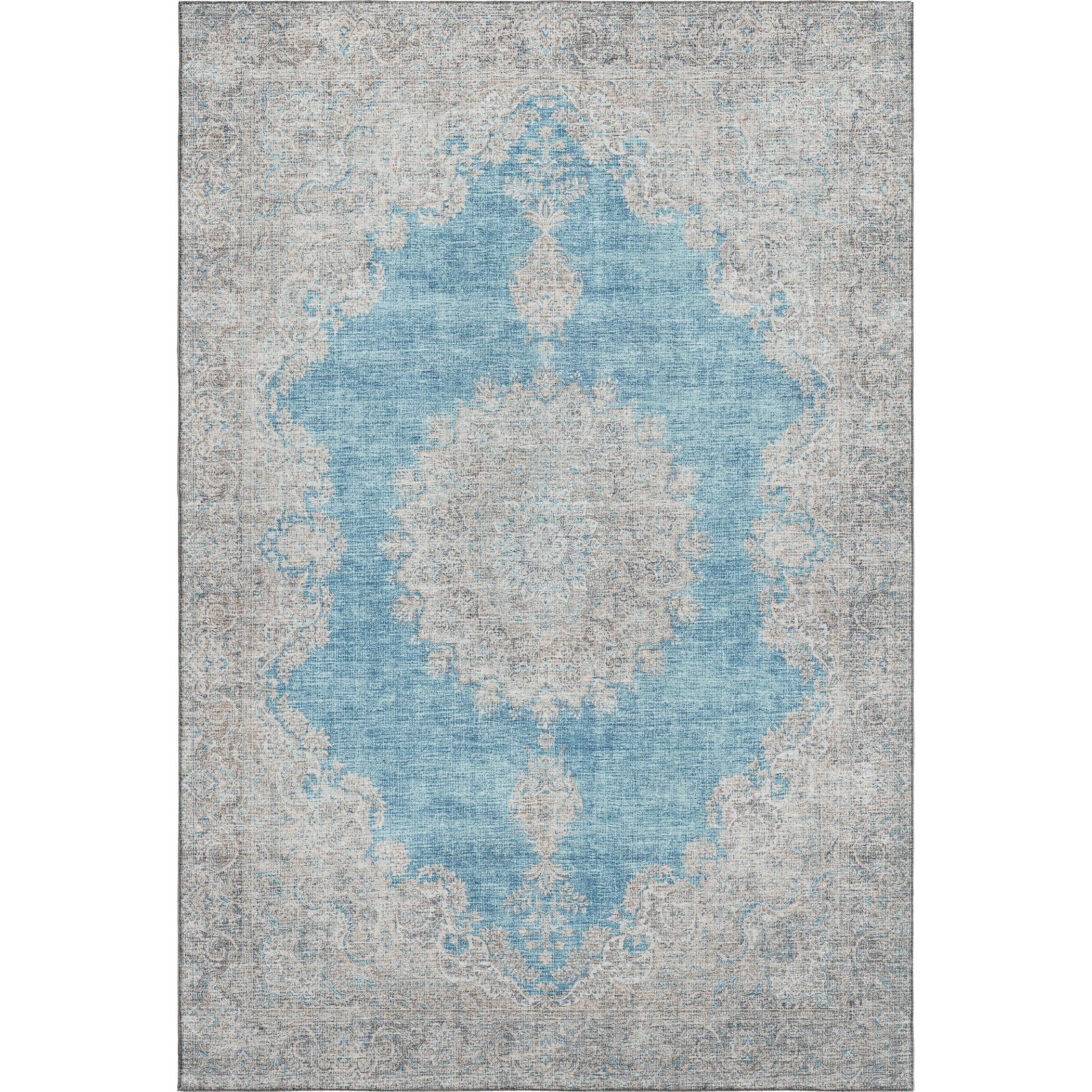 Queenstown Machine Washable Traditional Teal Rug 2'6" x 3'10" #shape_Rectangle