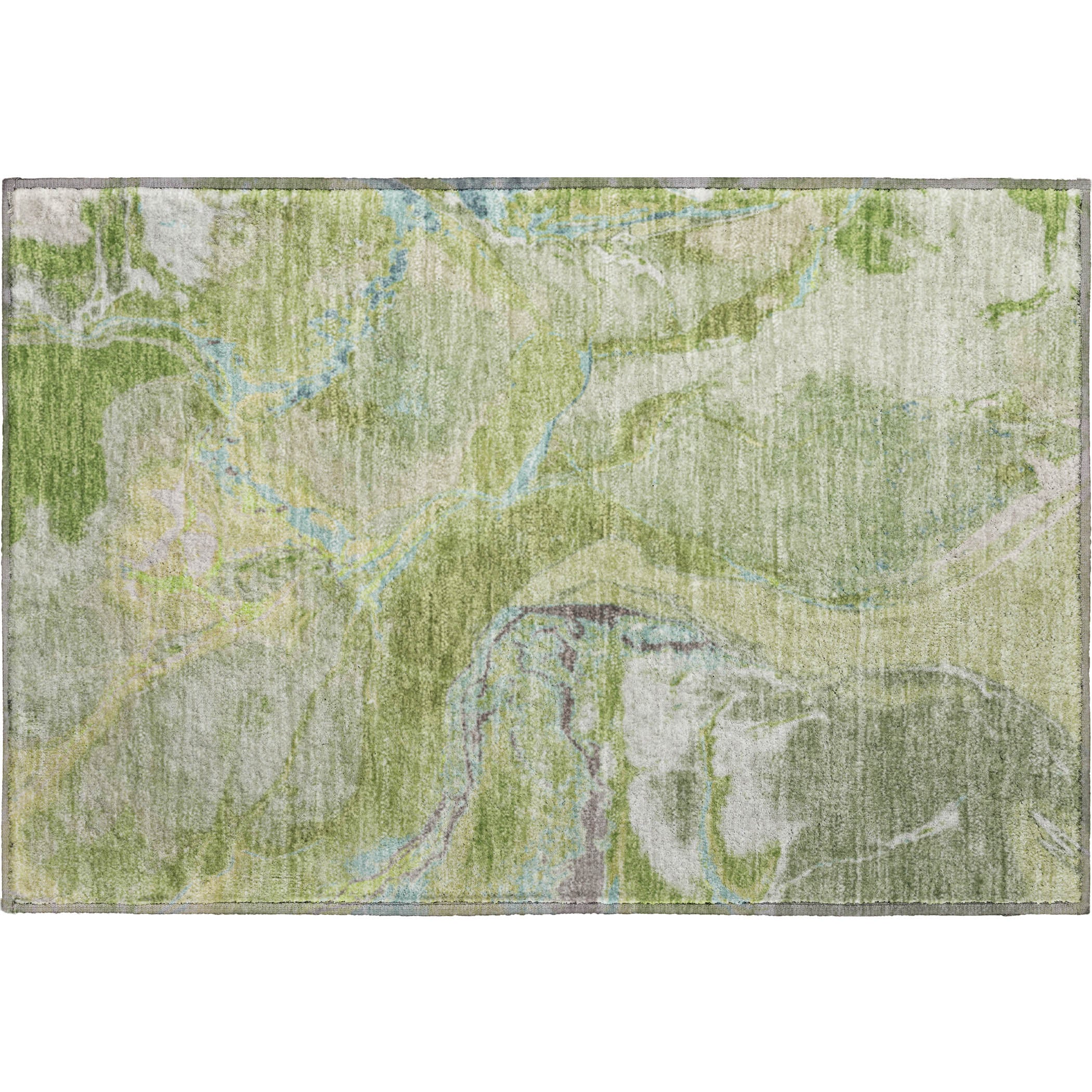 Seville Machine Washable Transitional Green Rug 1'8" x 2'6" #shape_Rectangle
