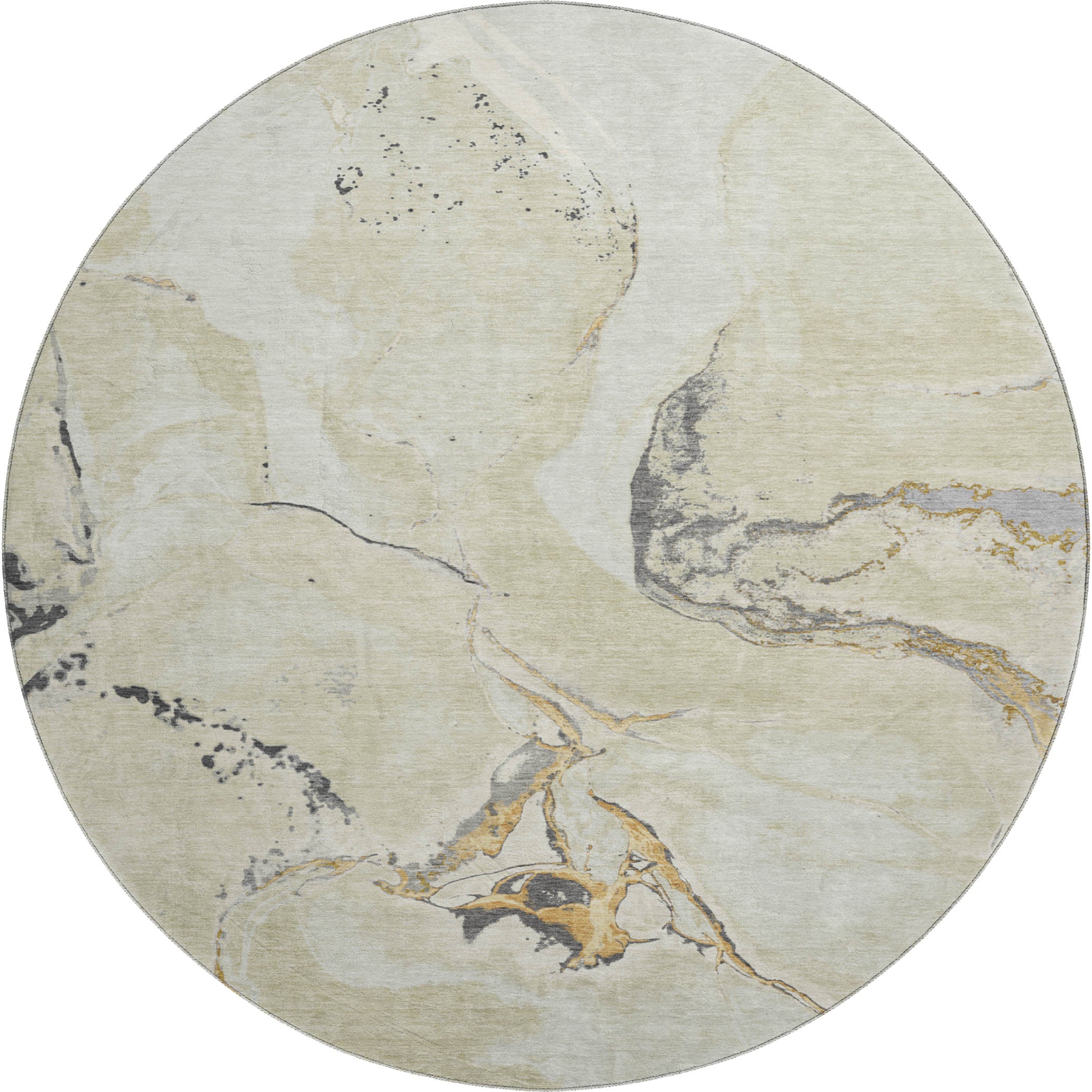 Seville Machine Washable Transitional Ivory Rug 8' x 8' #shape_Round