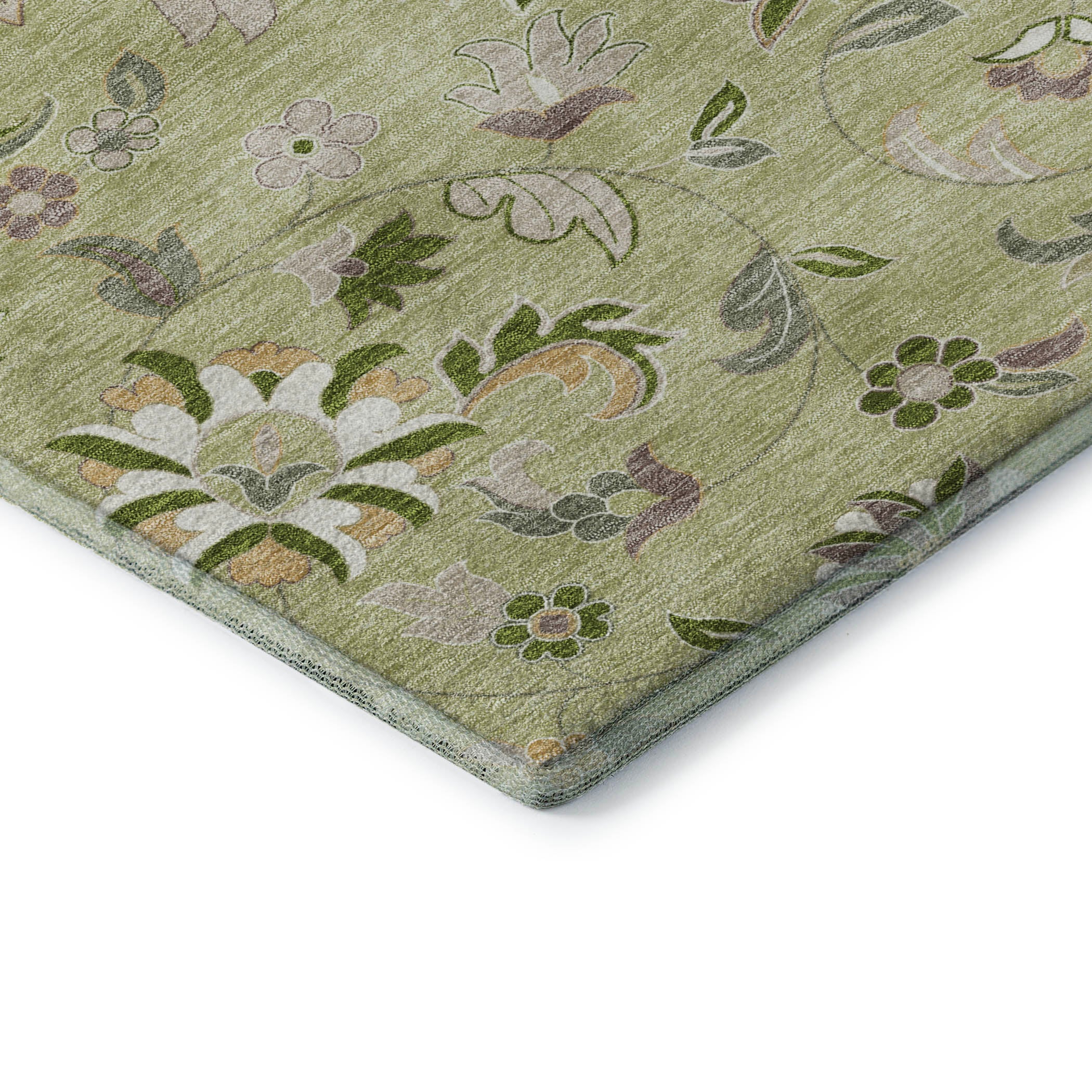 Baku Machine Washable Transitional Aloe Green Rug 1'8" x 2'6" #shape_Rectangle