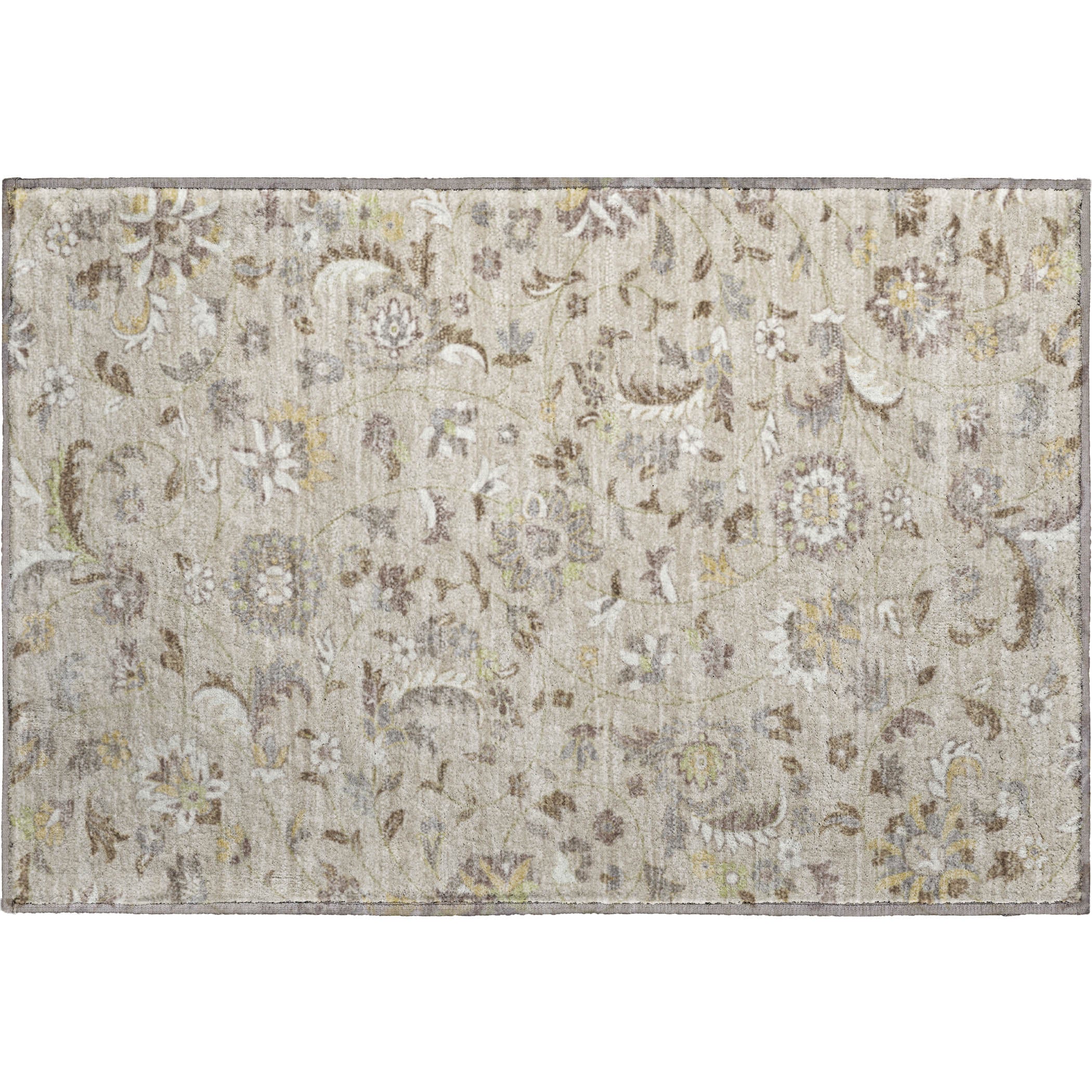 Baku Machine Washable Transitional Beige Brown Rug 1'8" x 2'6" #shape_Rectangle