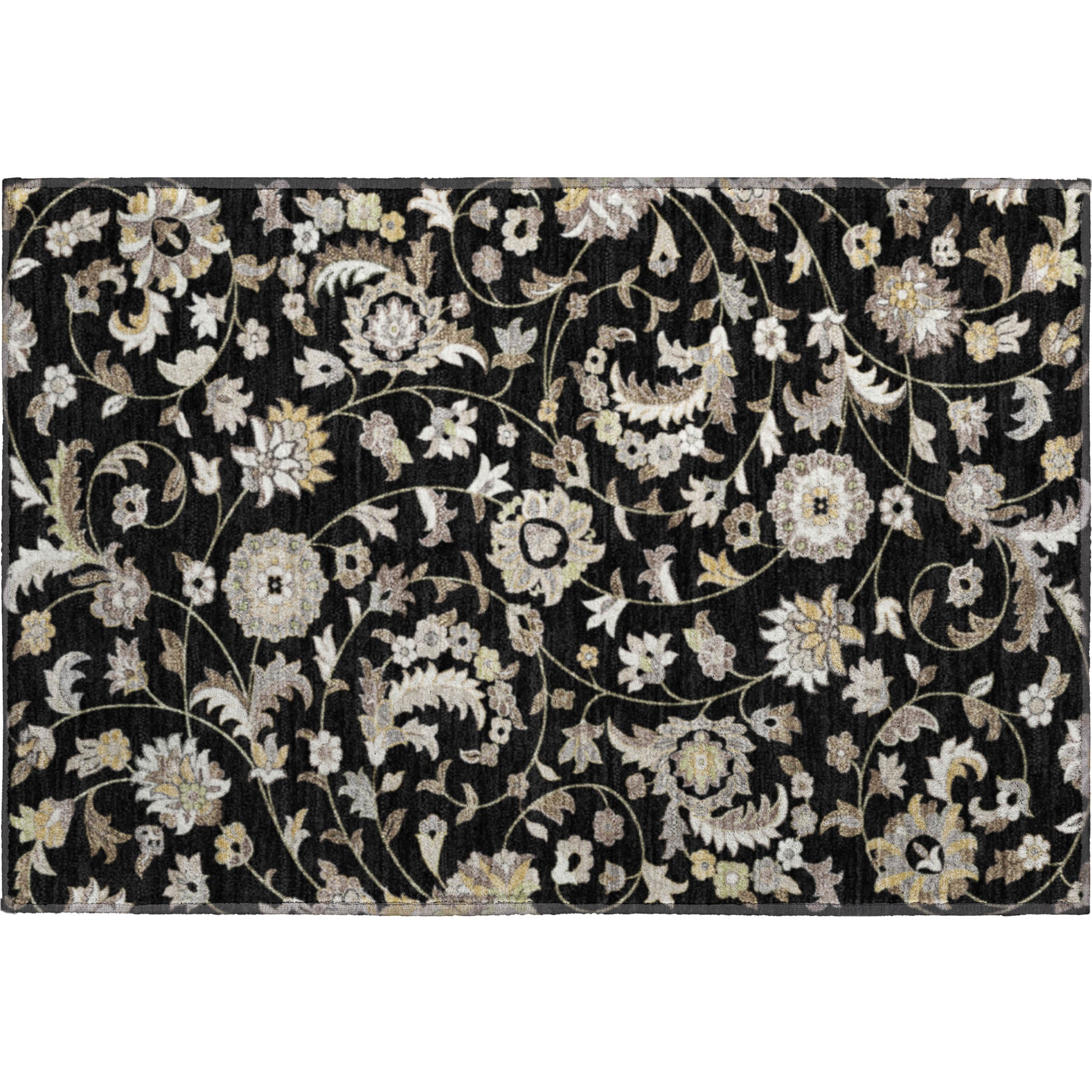 Baku Machine Washable Transitional Black Rug 1'8" x 2'6" #shape_Rectangle