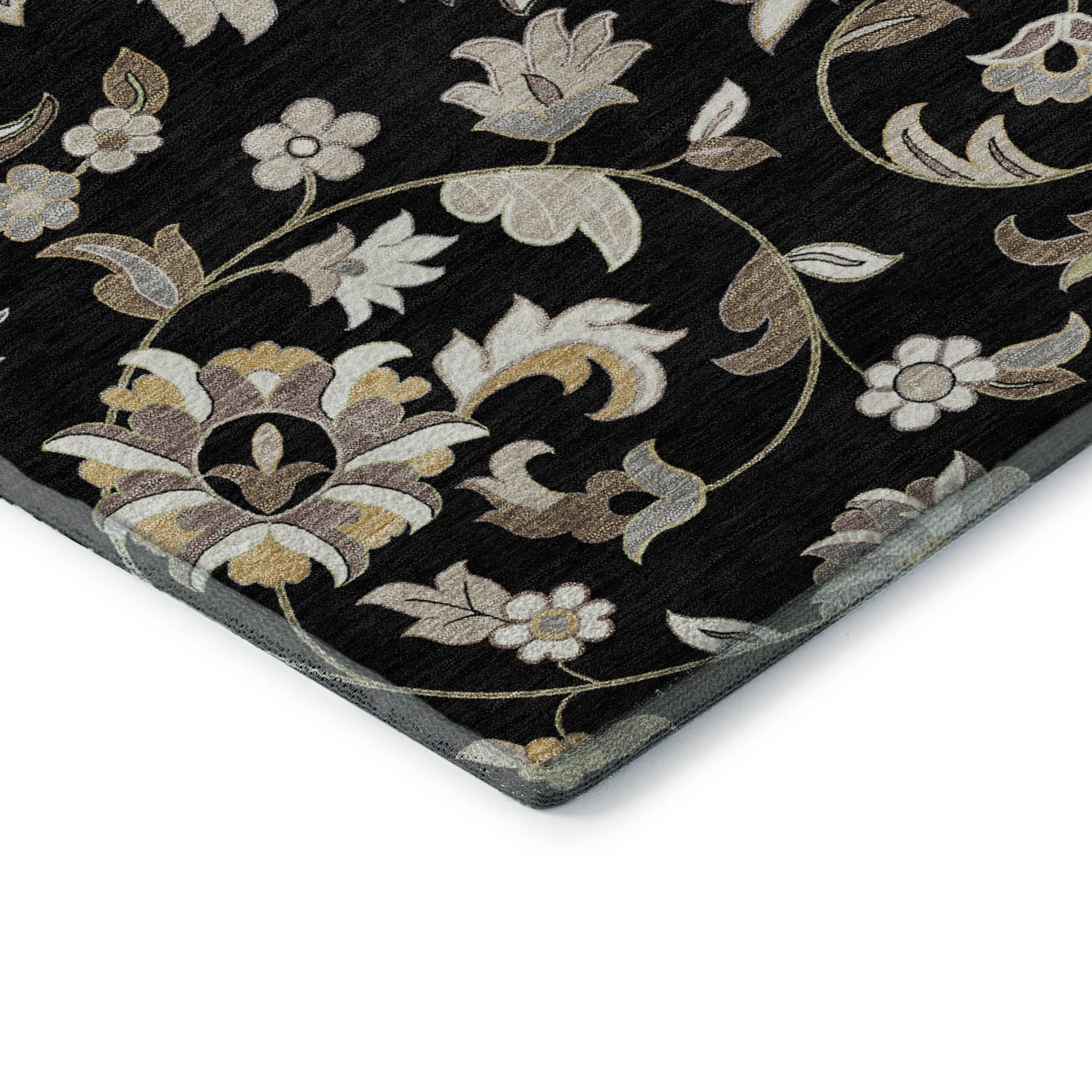 Baku Machine Washable Transitional Black Rug 1'8" x 2'6" #shape_Rectangle