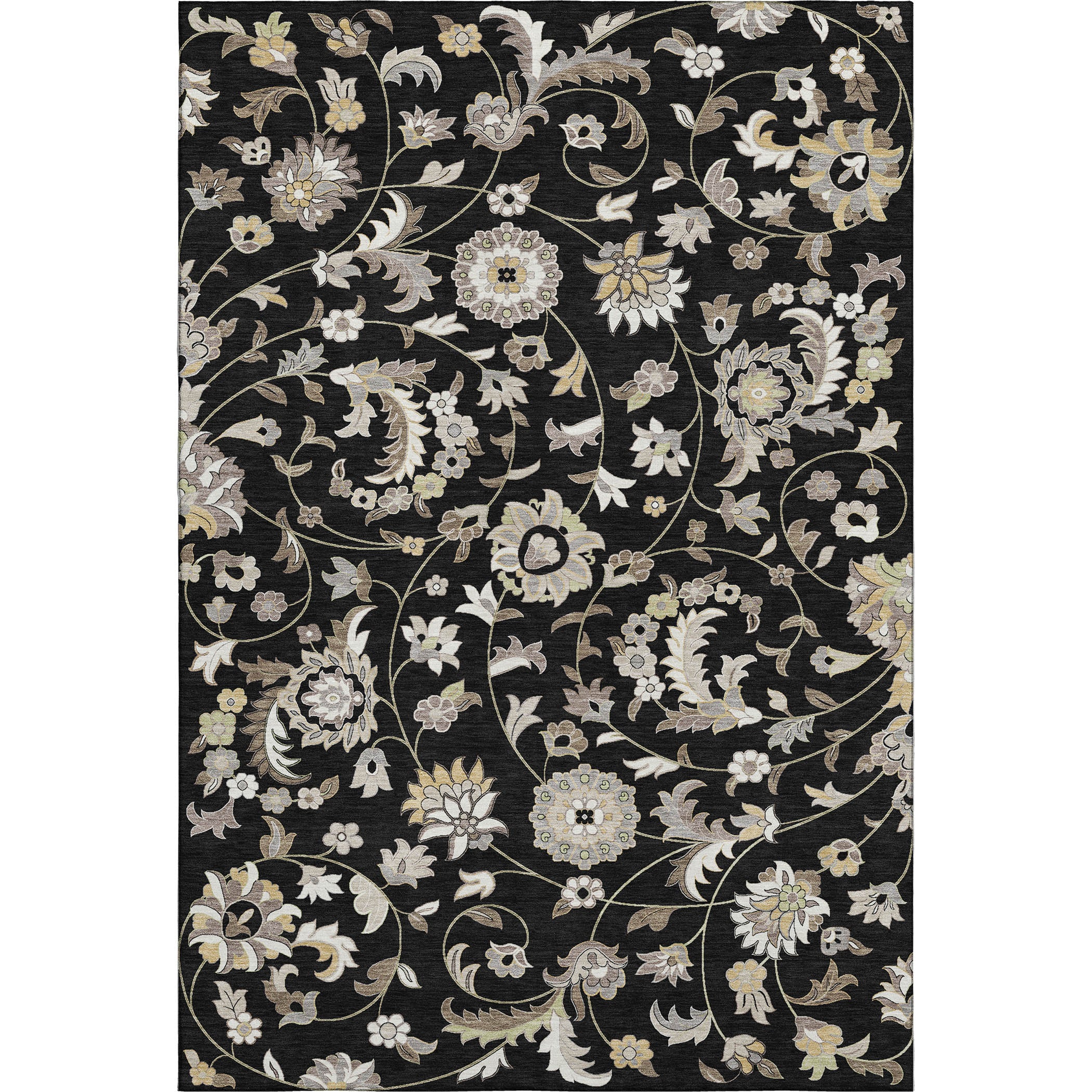 Baku Machine Washable Transitional Black Rug 2'6" x 3'10" #shape_Rectangle
