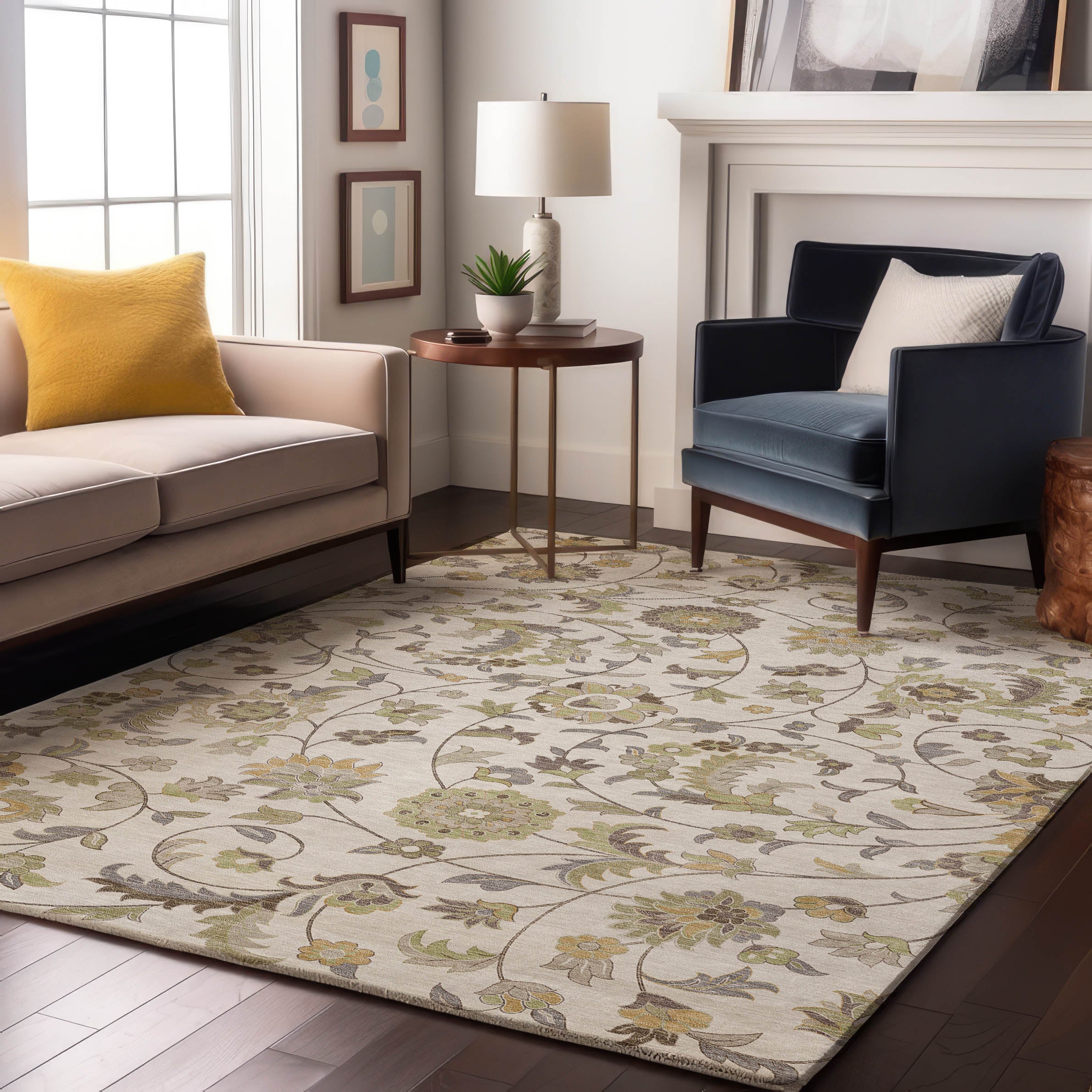 Baku Machine Washable Transitional Ivory Rug 2'6" x 3'10" #shape_Rectangle